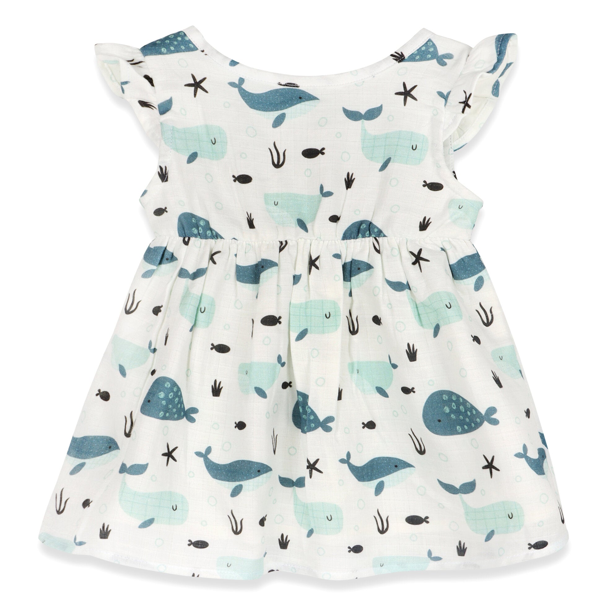 Whales Baby Sundress + Bloomer Set (Organic Muslin)