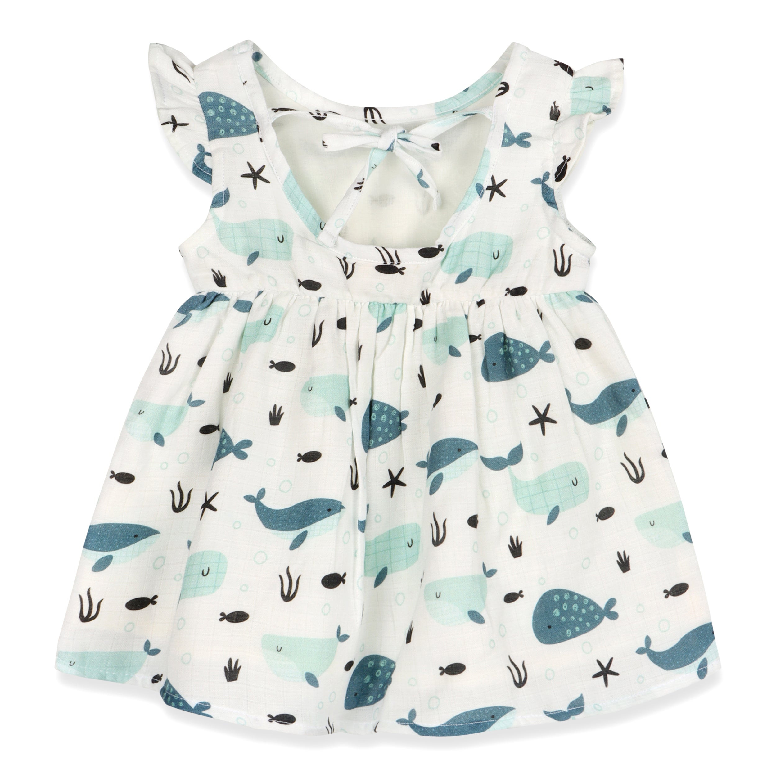 Whales Baby Sundress + Bloomer Set (Organic Muslin)