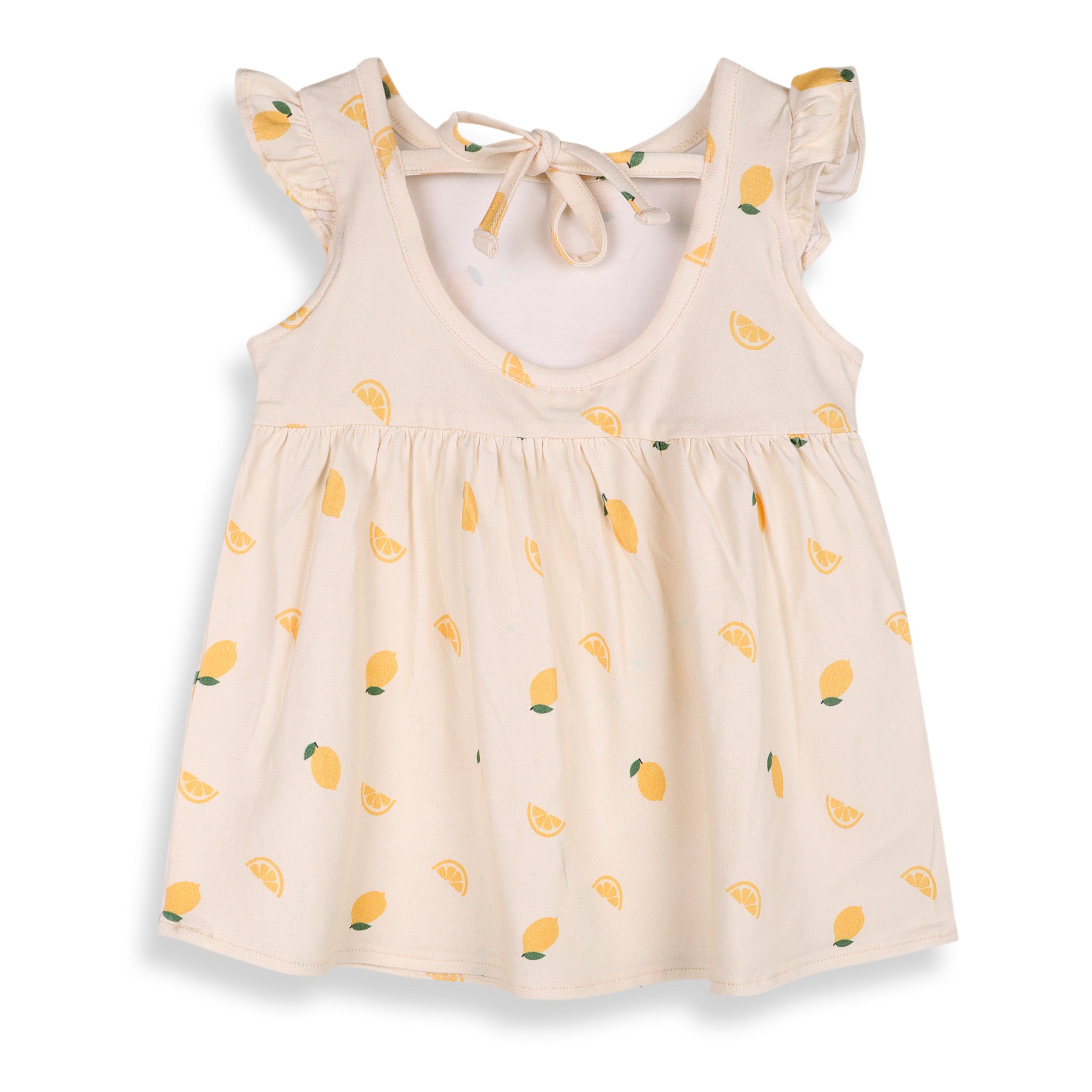 Lemon Baby Ruffle Dress + Bloomer Set (Organic Jersey)