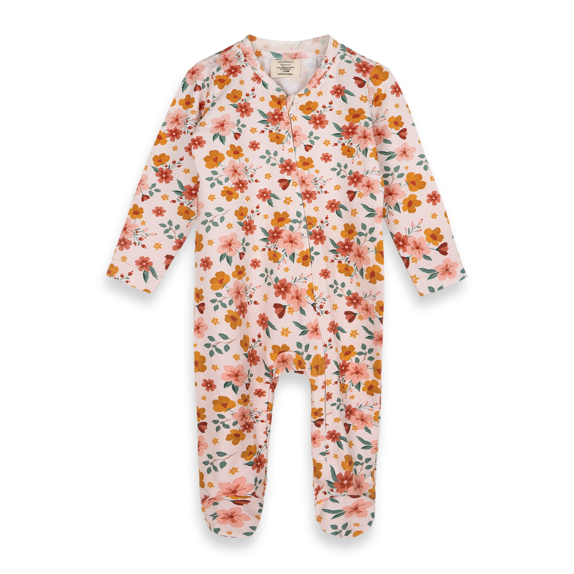 Summer Floral Zipper Baby Footie (Organic Jersey)
