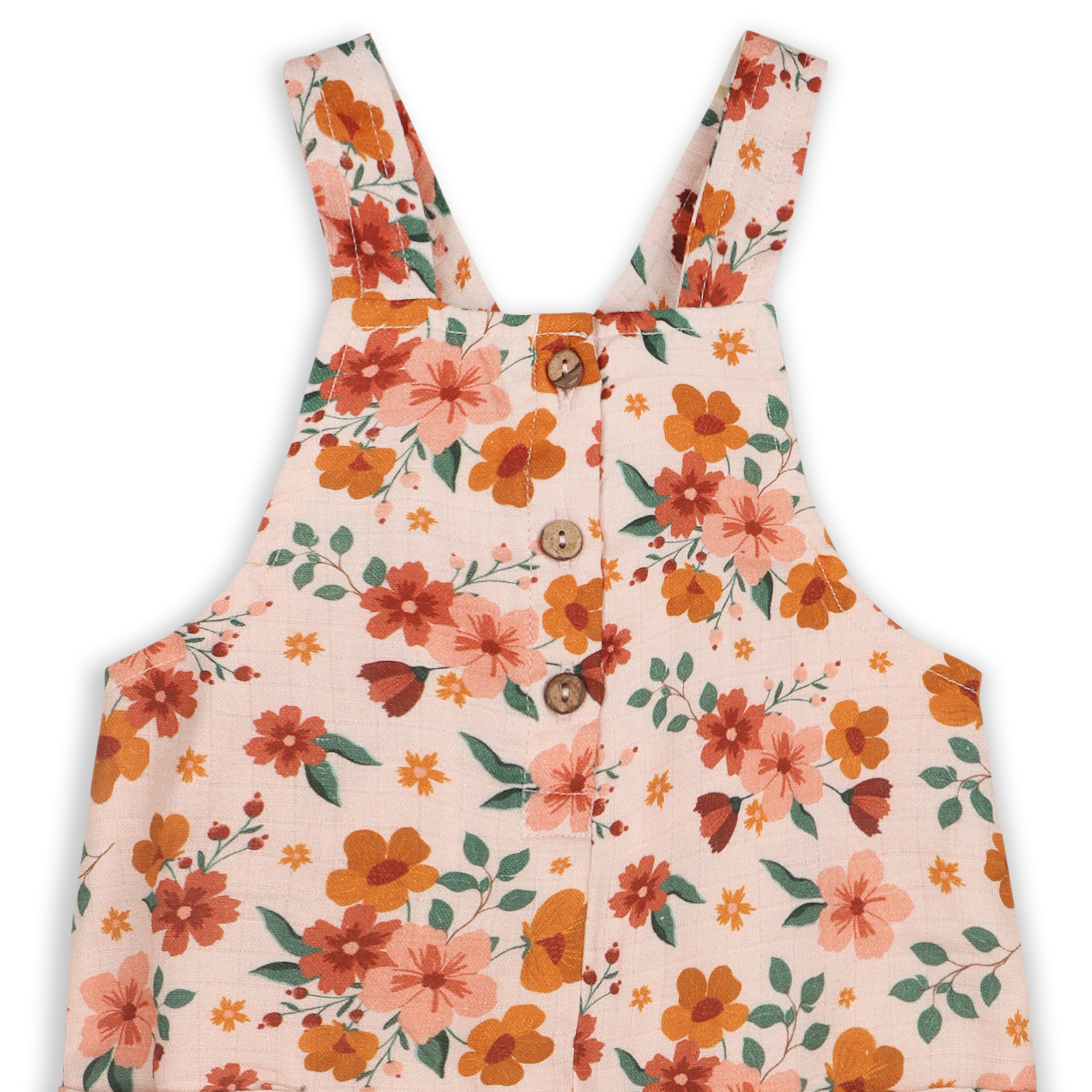 Summer Floral Baby Dungaree + Bodysuit Set (Organic Muslin)