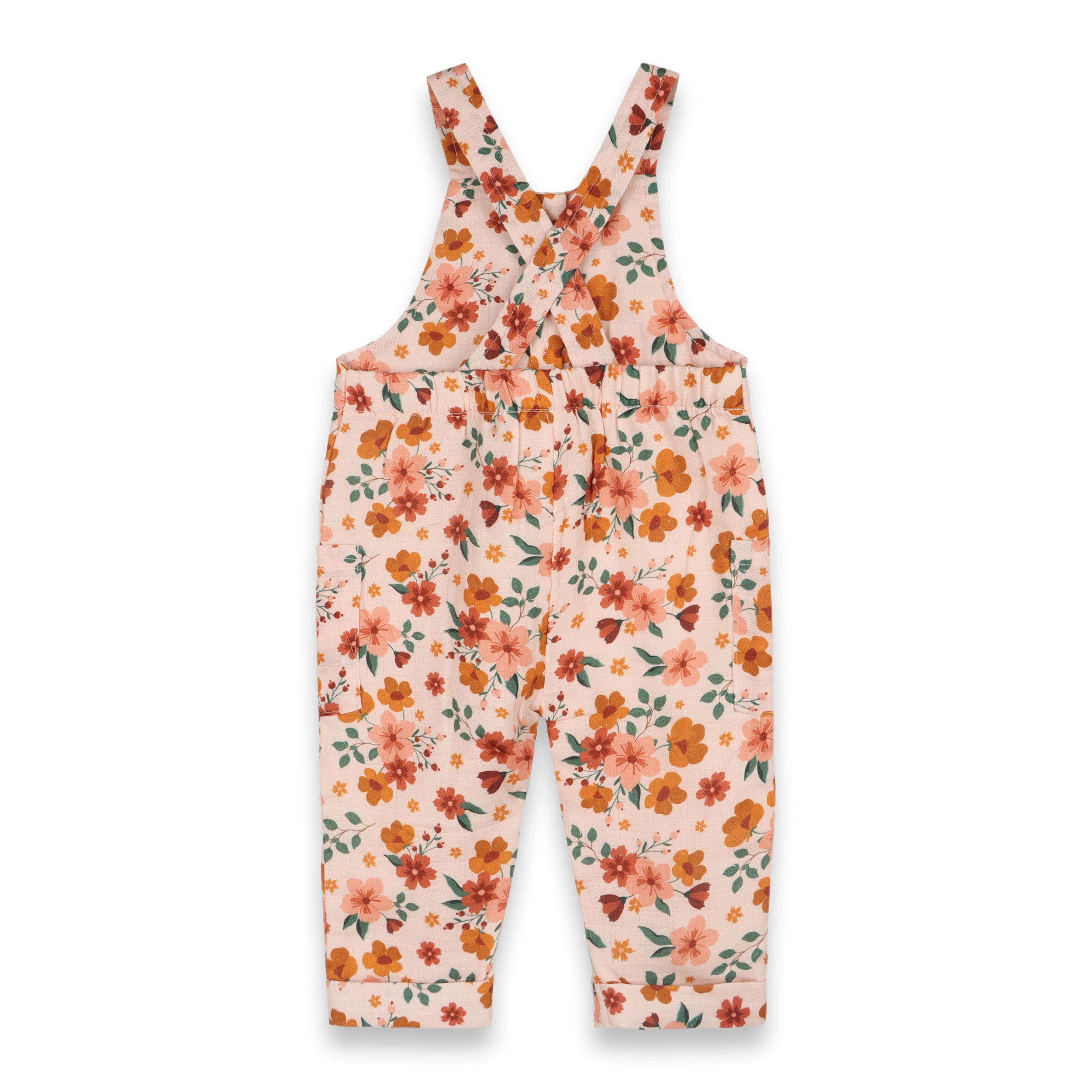 Summer Floral Baby Dungaree + Bodysuit Set (Organic Muslin)