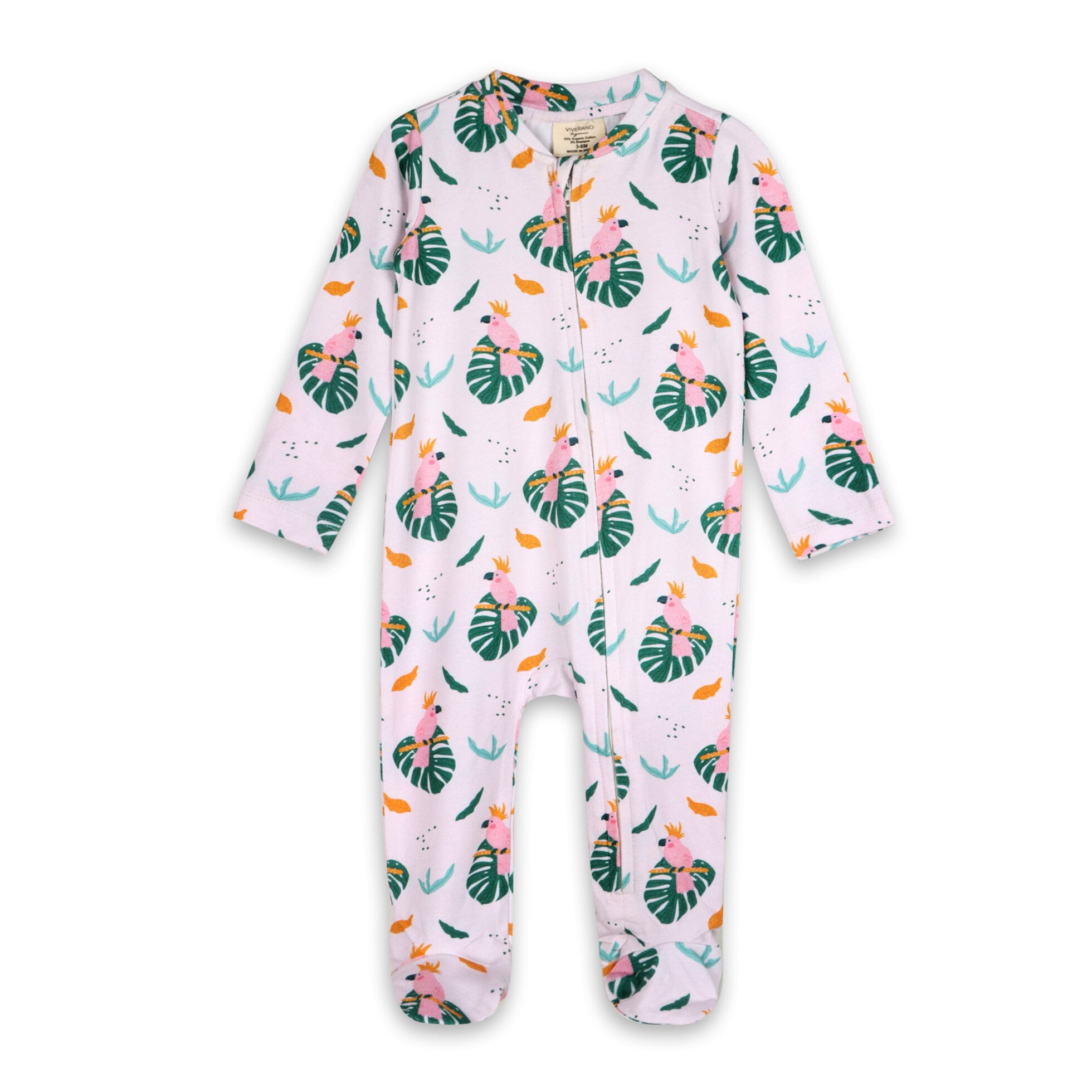 Parrot Baby Zipper Footie Jumpsuit (Organic Jersey)