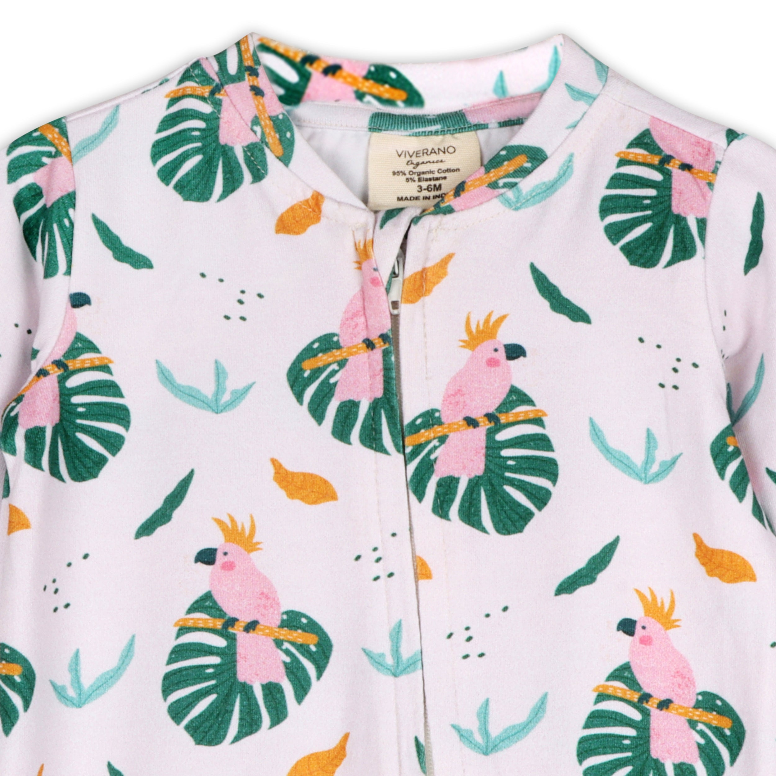 Parrot Baby Zipper Footie Jumpsuit (Organic Jersey)