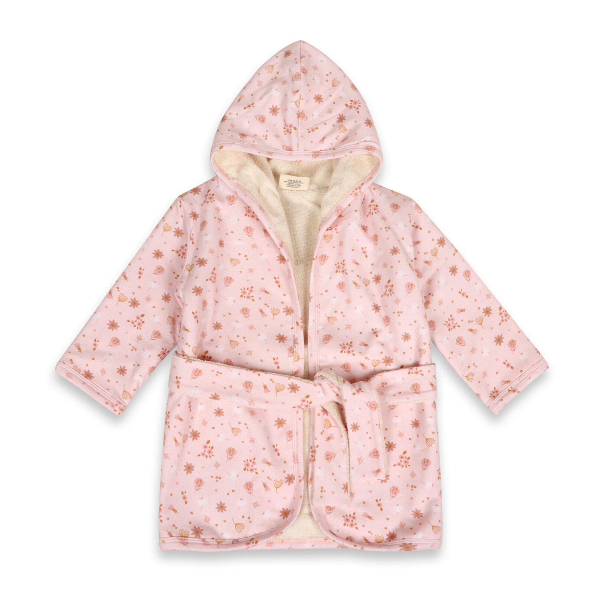 Pink Floral Baby Hooded Bathrobe (Organic Jersey)