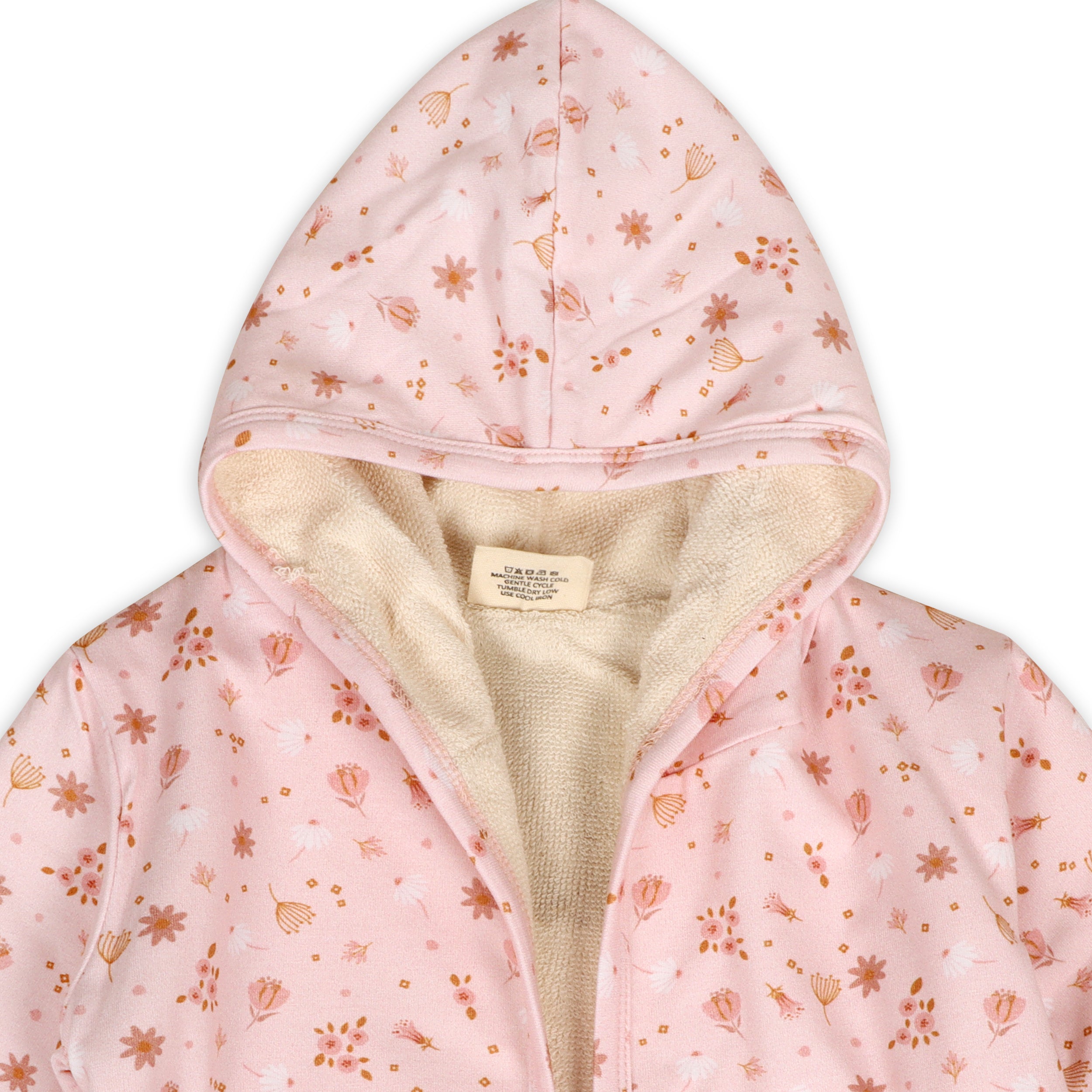 Pink Floral Baby Hooded Bathrobe (Organic Jersey)