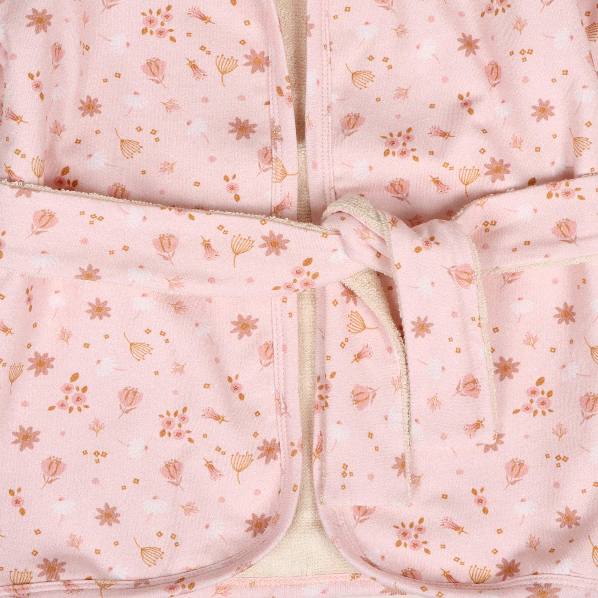 Pink Floral Baby Hooded Bathrobe (Organic Jersey)