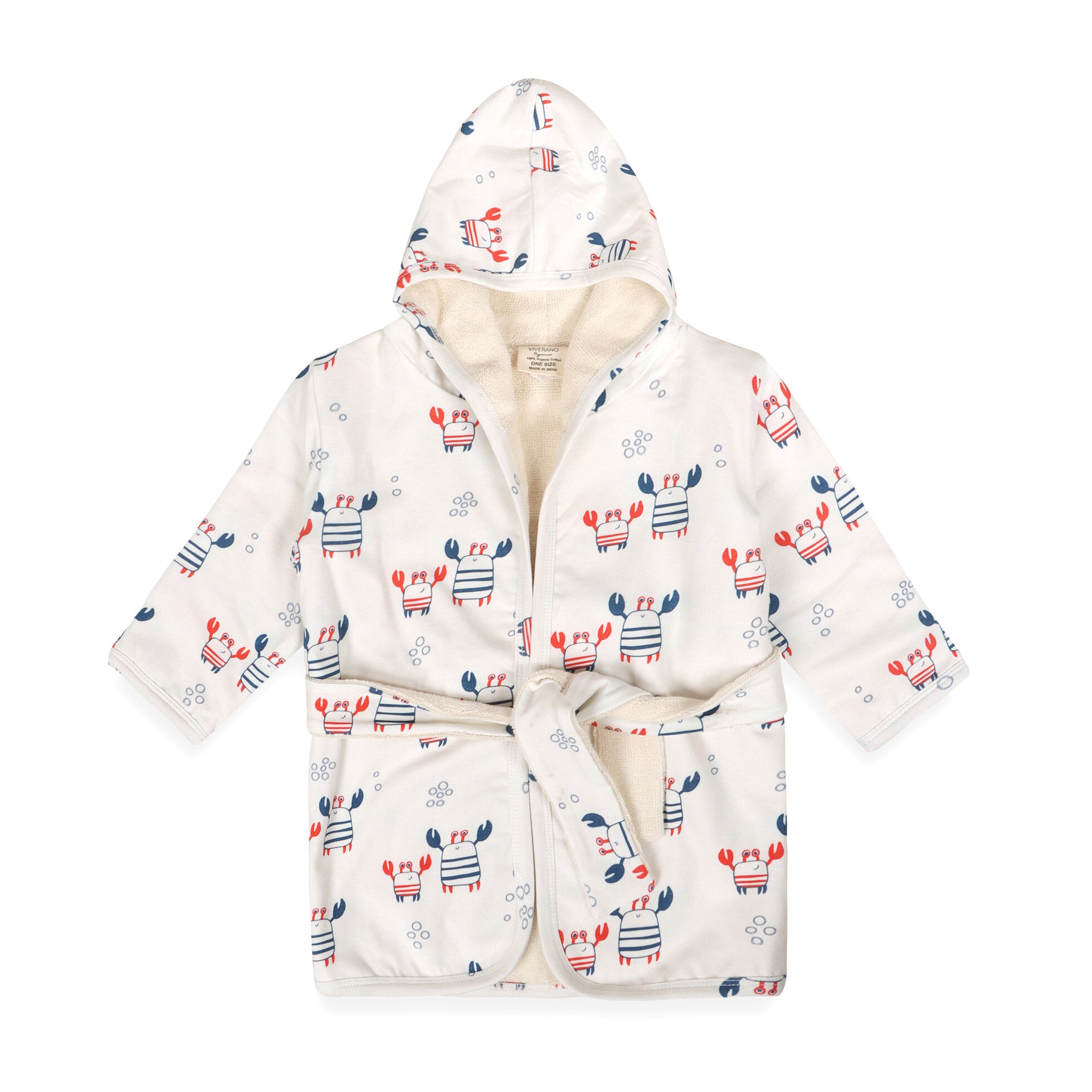 Nautical Crab Baby Hooded Bathrobe (Organic Jersey)