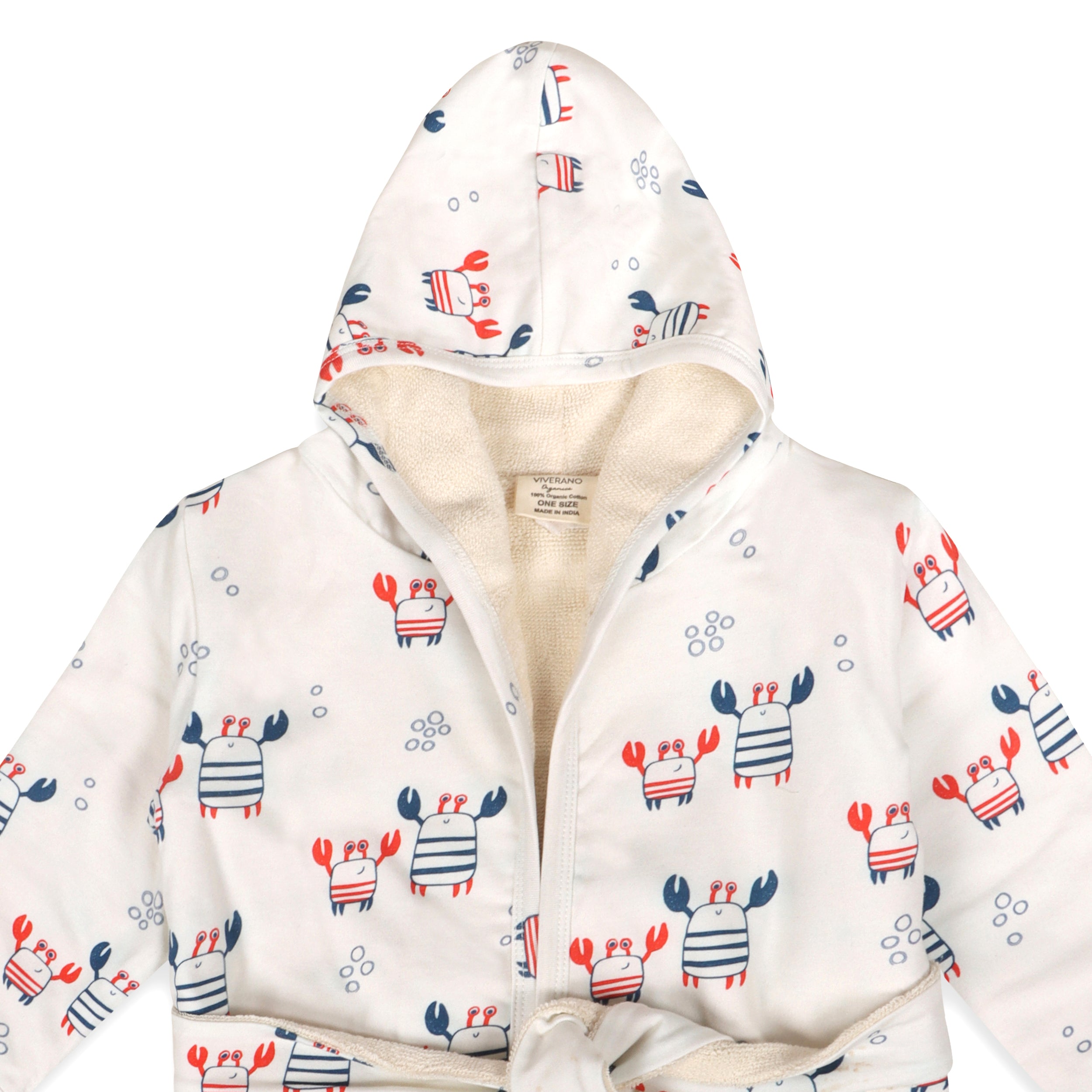 Nautical Crab Baby Hooded Bathrobe (Organic Jersey)