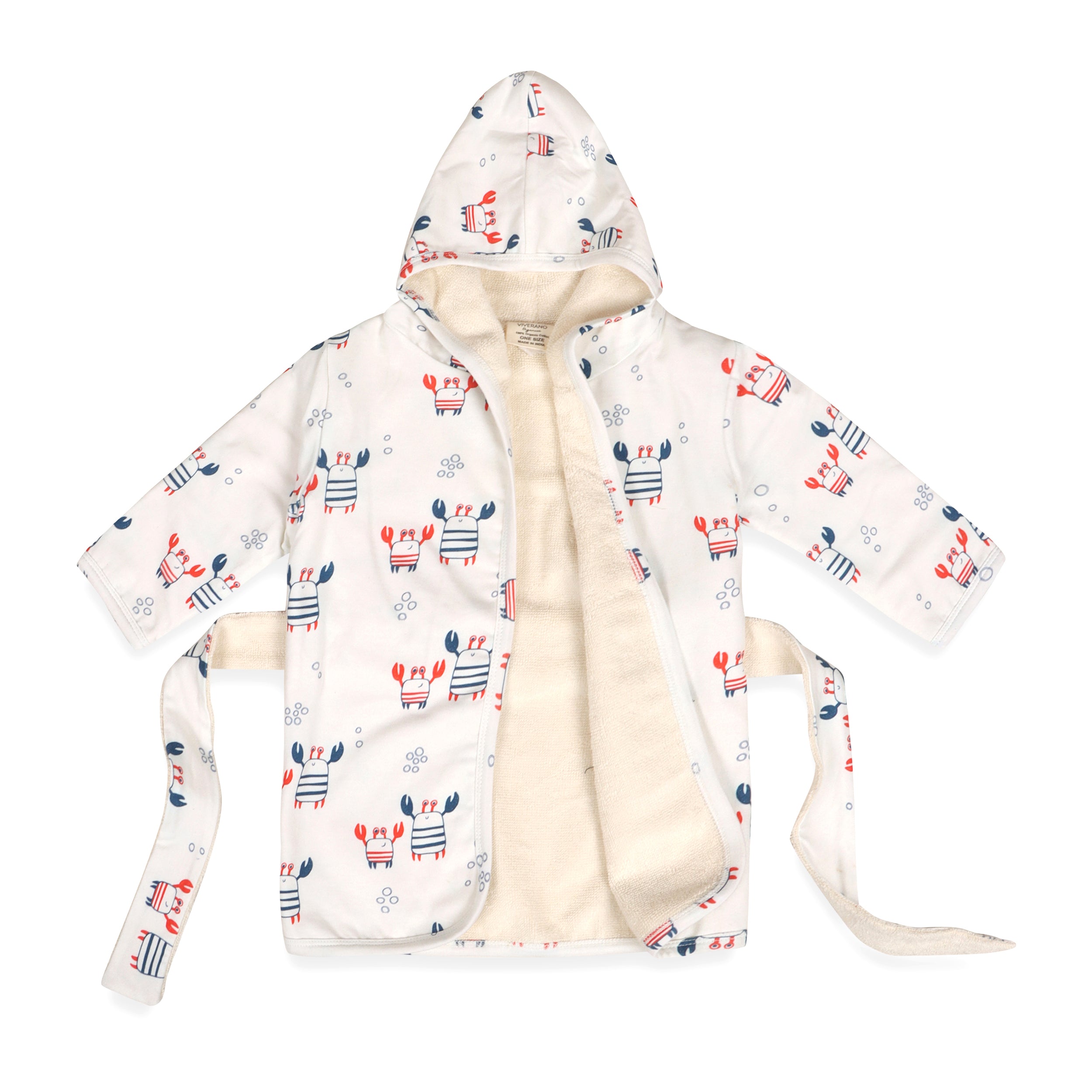Nautical Crab Baby Hooded Bathrobe (Organic Jersey)