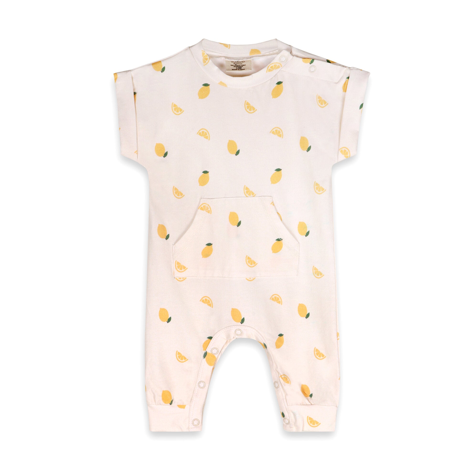 Lemon Kangaroo Pocket Baby Jumpsuit (Organic Jersey)