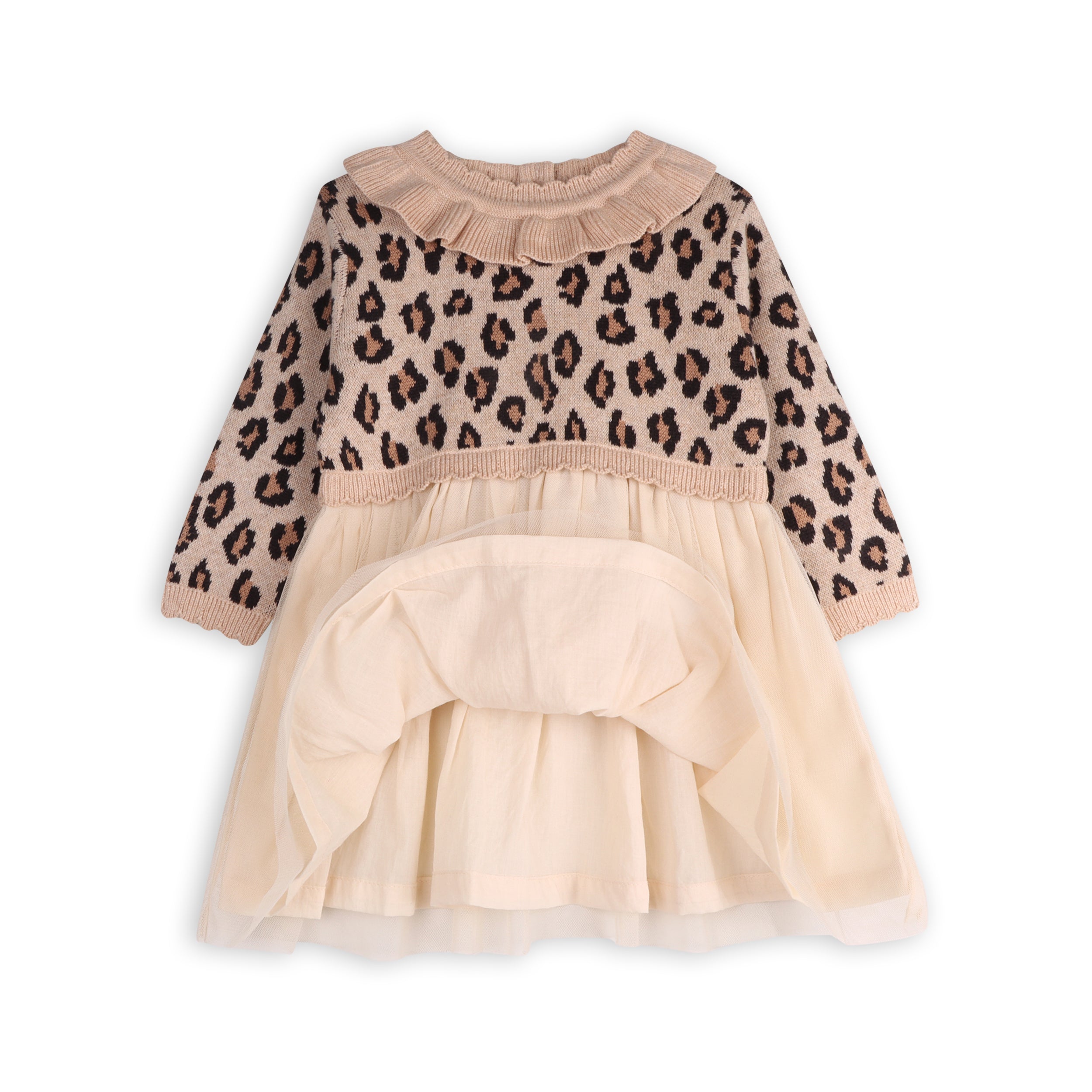 Leopard Jacquard Sweater Knit Baby Tutu Dress (Organic Cotton)