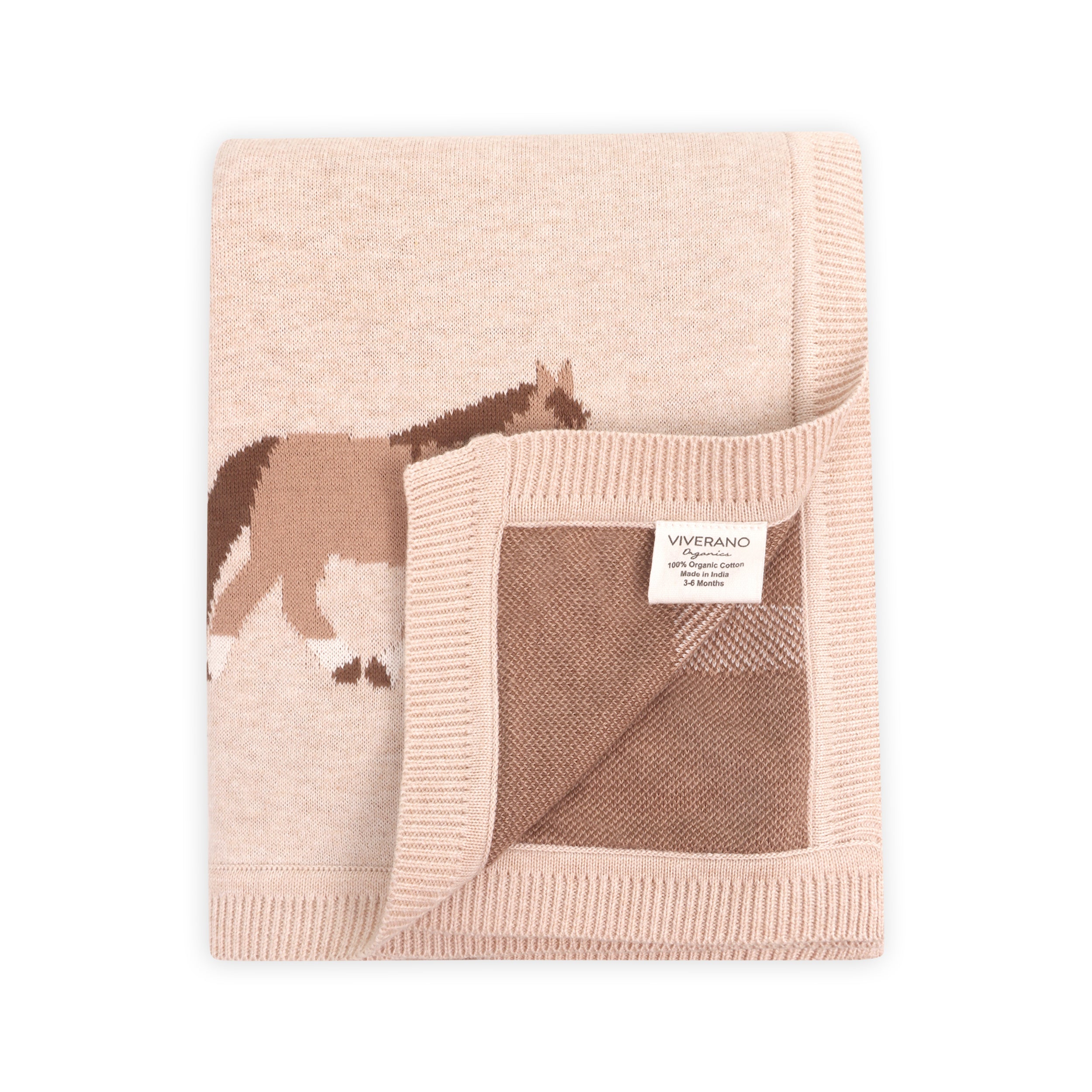 Horse Pony Snuggles - Organic Cotton Jacquard Knit Baby Blanket