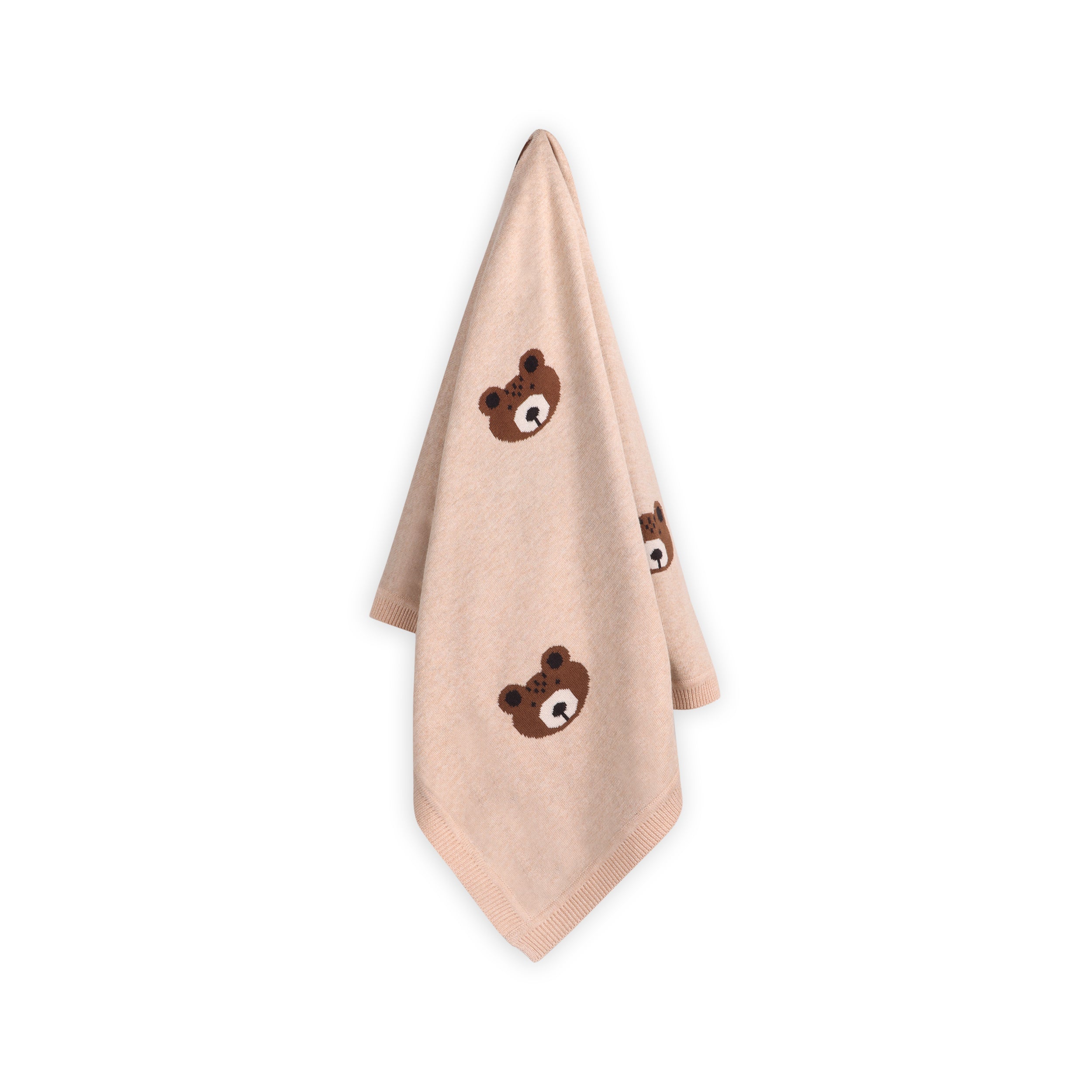 Brown Bear - Organic Cotton Jacquard Knit Baby Blanket
