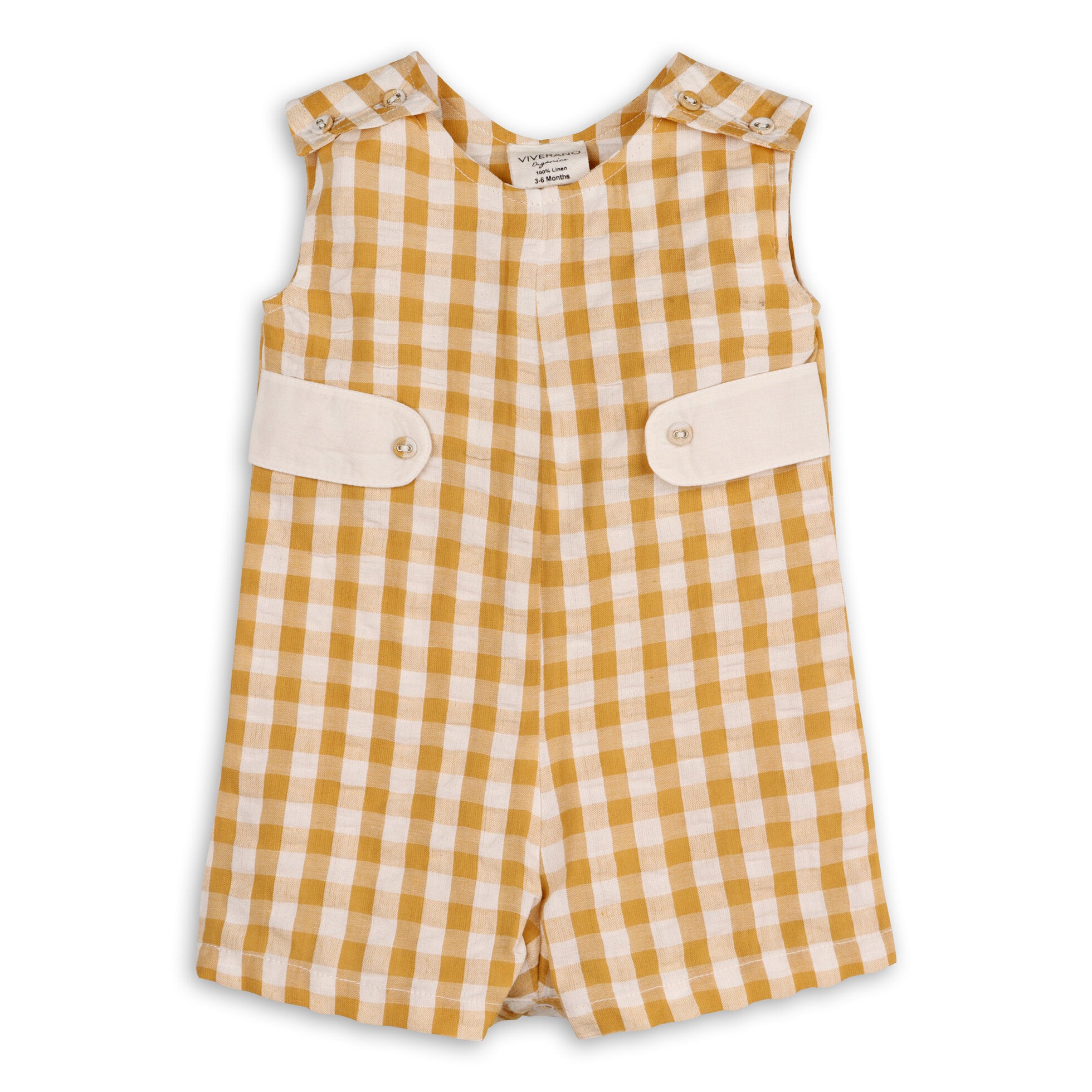 Charlie Seersucker Gingham Short Baby Romper (Organic Cotton)