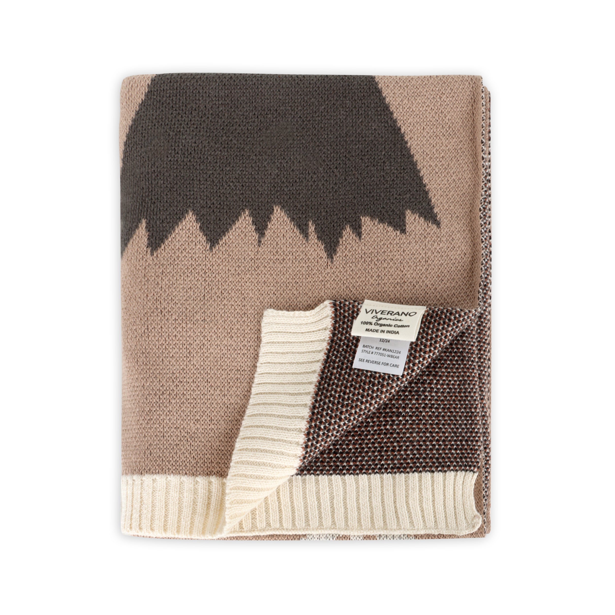 Woodland Bear - Organic Cotton Jacquard Sweater Knit Baby Blanket