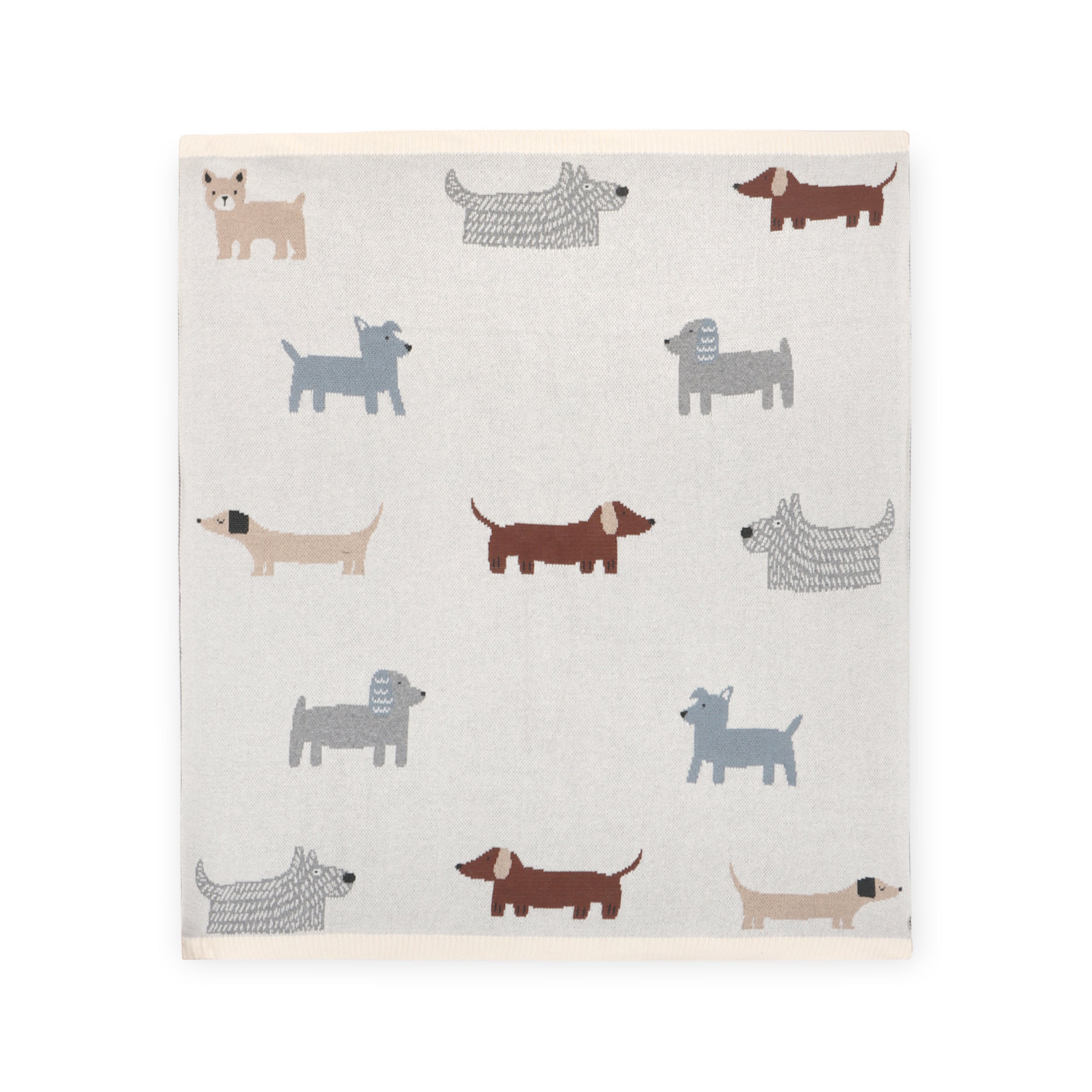Buddy Dogs- Jacquard Sweater Knit Organic Cotton Baby Blankets by Viverano