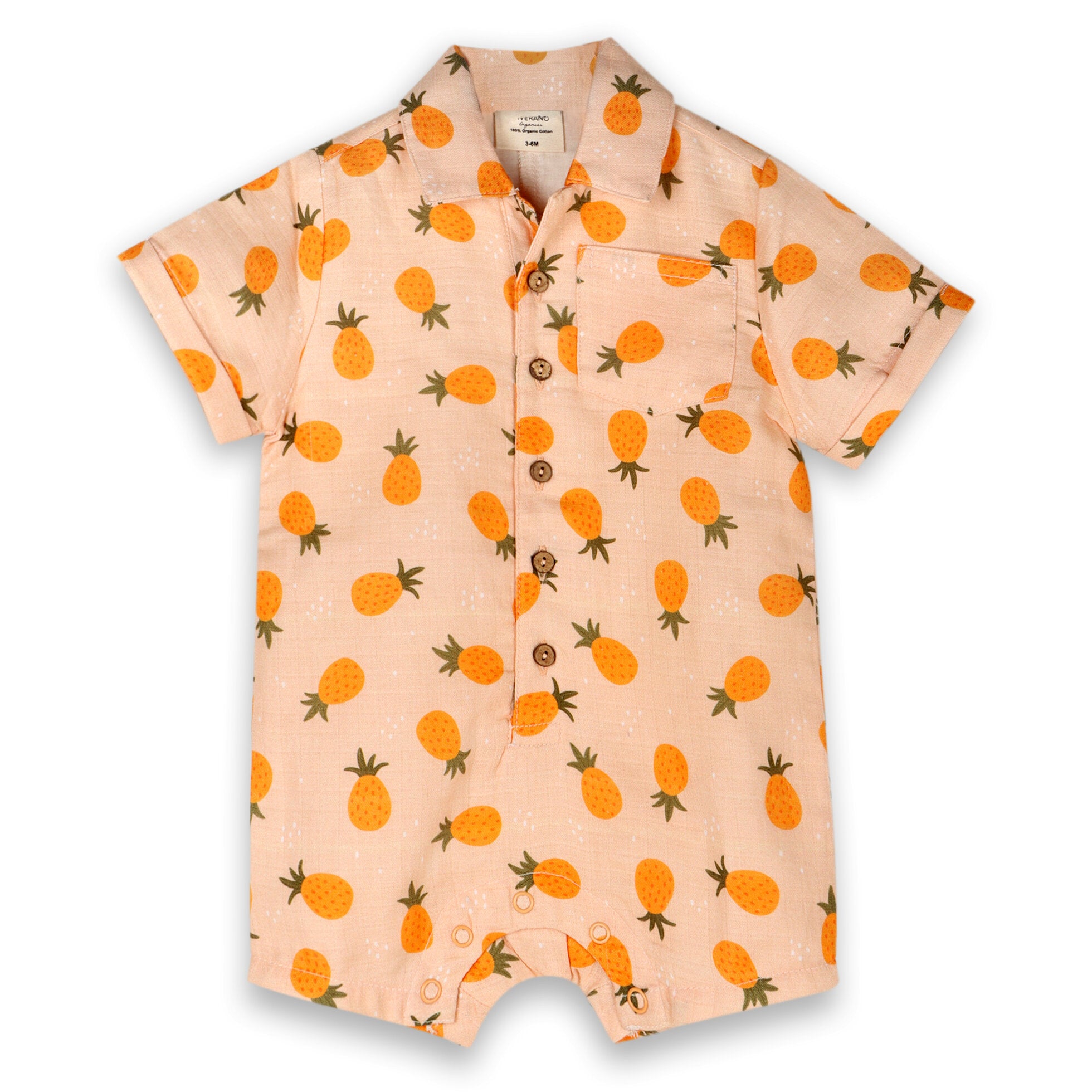 Pineapple Button Playsuit Baby Romper (Organic Muslin)