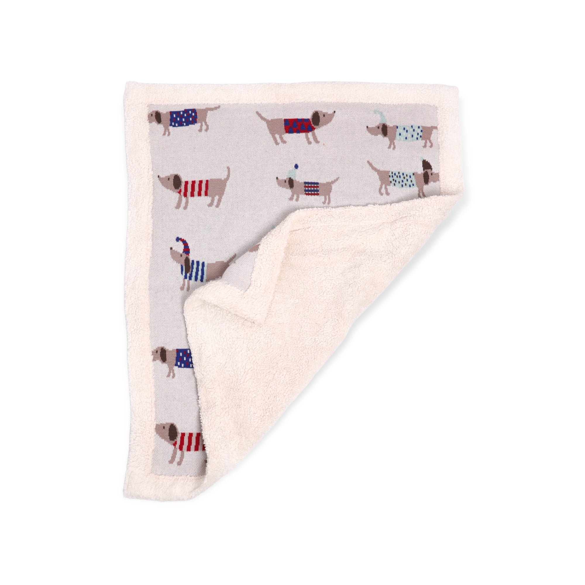 Dachshund Dog Cozy Sherpa Jacquard Knit Baby Blanket (Organic)