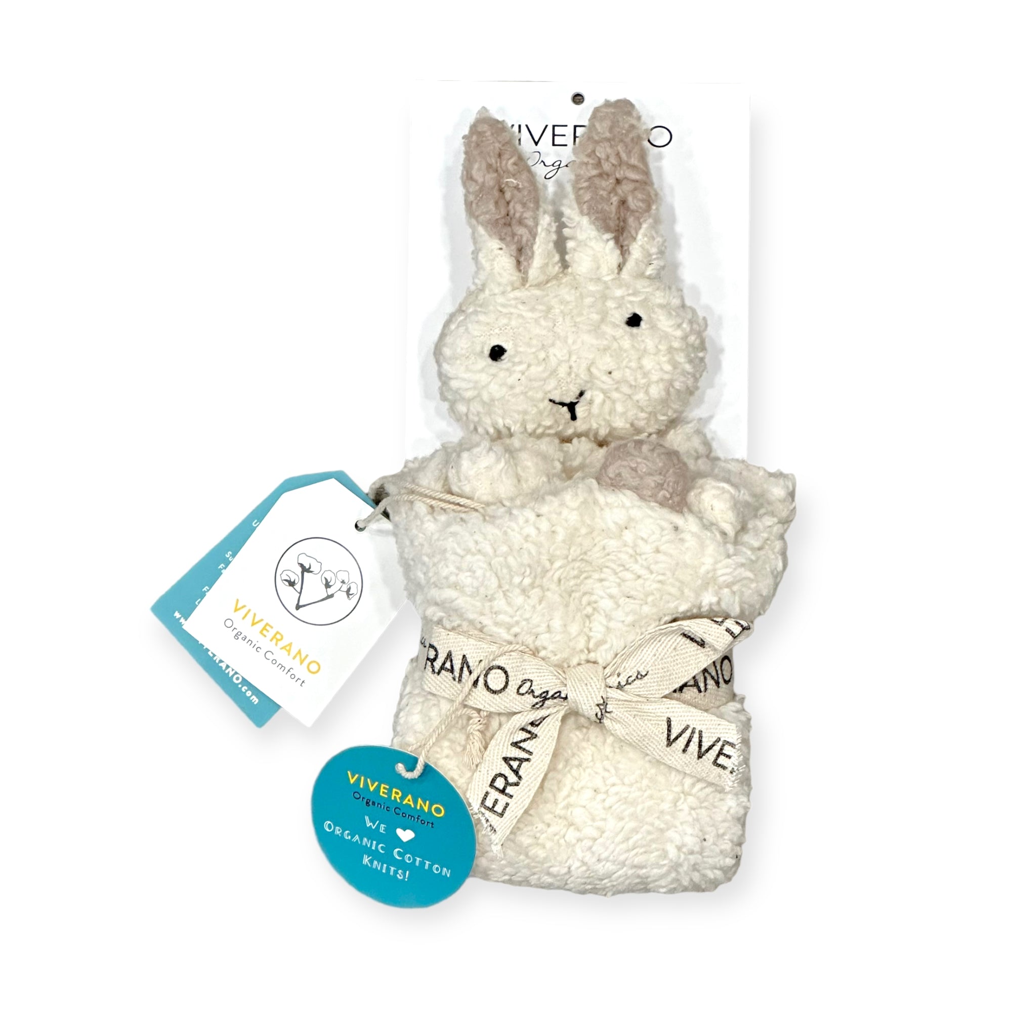 BUNNY - Organic SHERPA Lovey Baby Security Blanket Cuddle Cloth