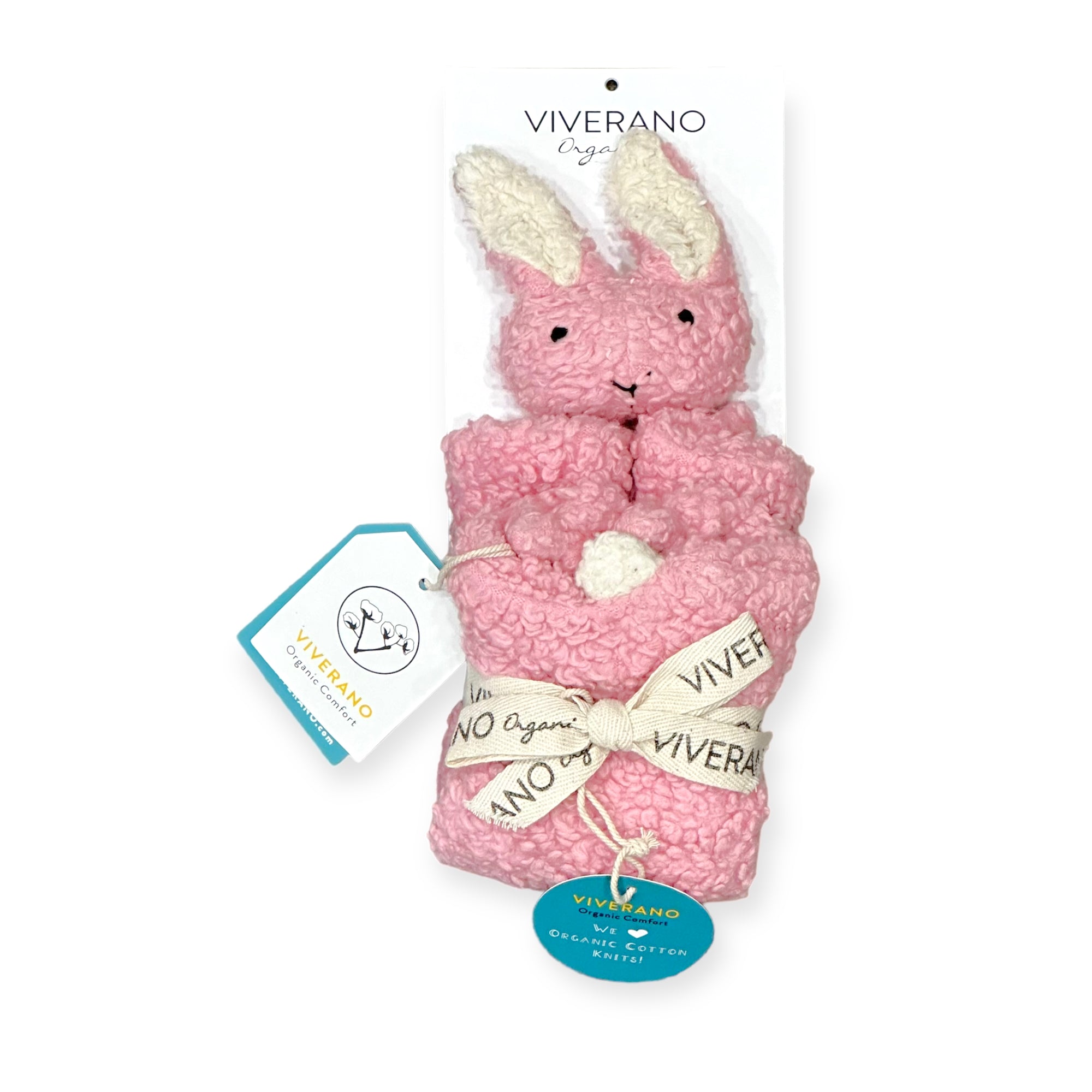 BUNNY - Organic SHERPA Lovey Baby Security Blanket Cuddle Cloth