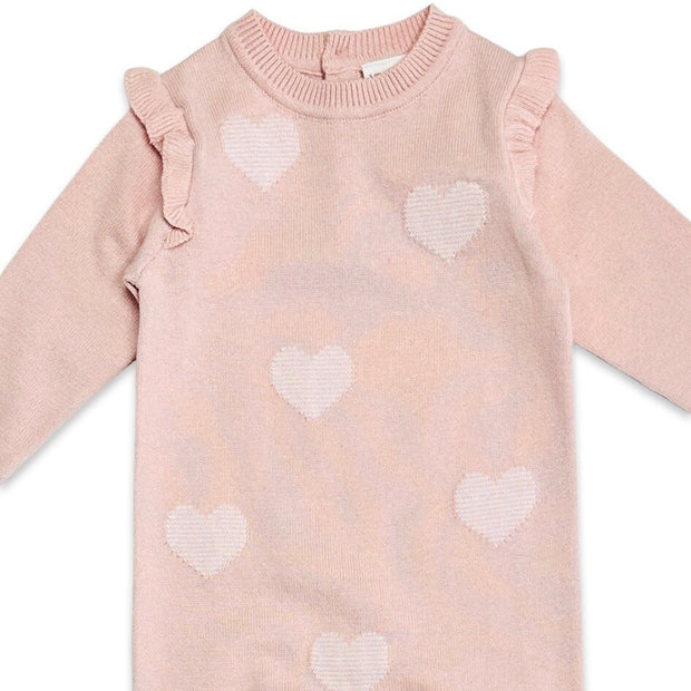Hearts Jacquard Knit Baby Jumpsuit (Organic Cotton) - 2 Colors