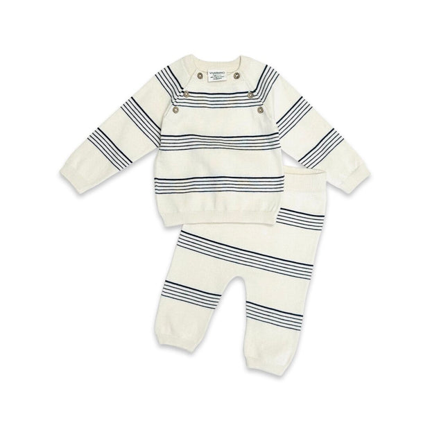 Stripe Sweater Knit Baby Pullover & Pants 2pc SET (Organic Cotton)