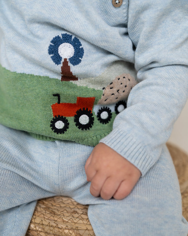 Farm Jacquard Knit Baby Pullover (Organic Cotton)