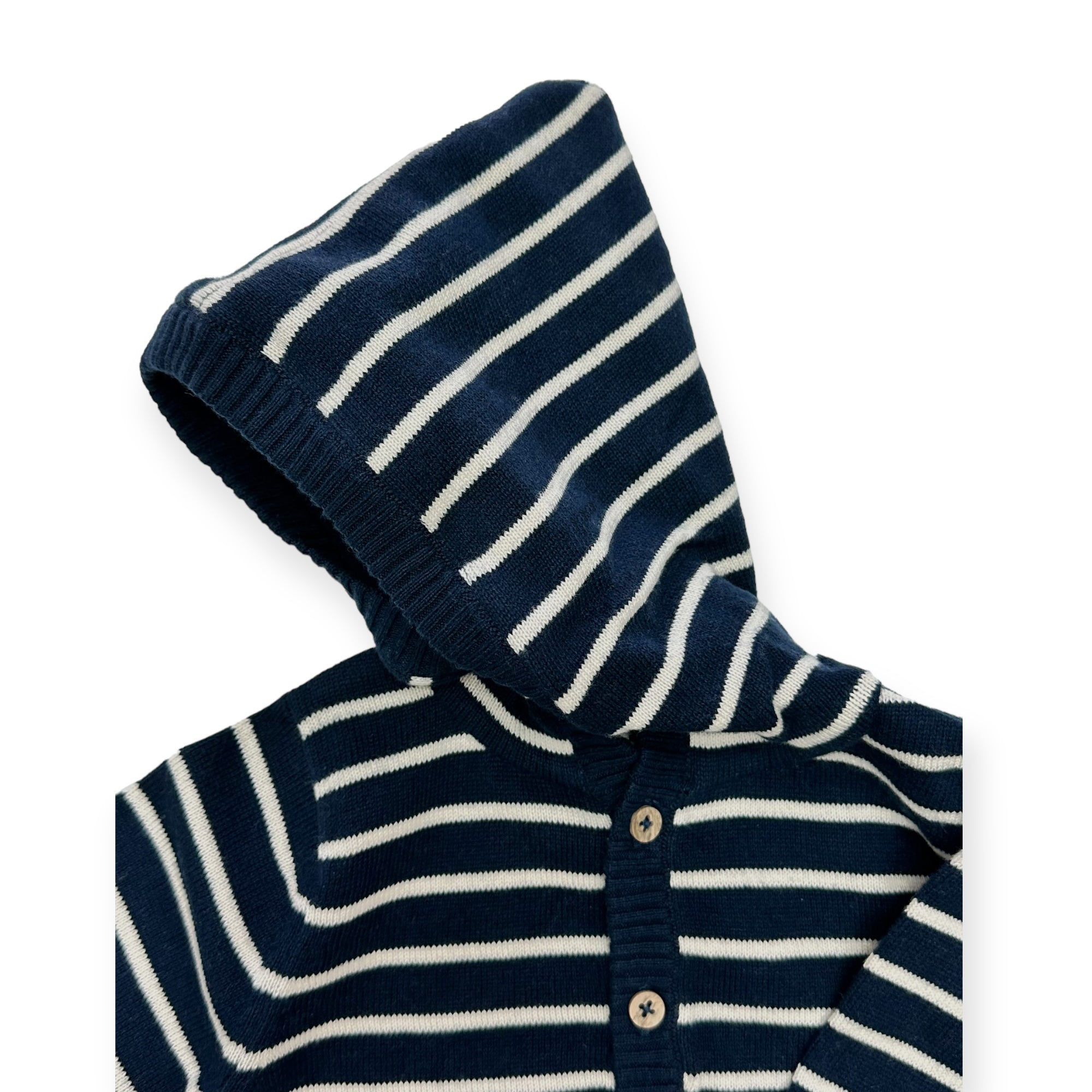 Stripe Hooded Sweater Knit Baby Pullover