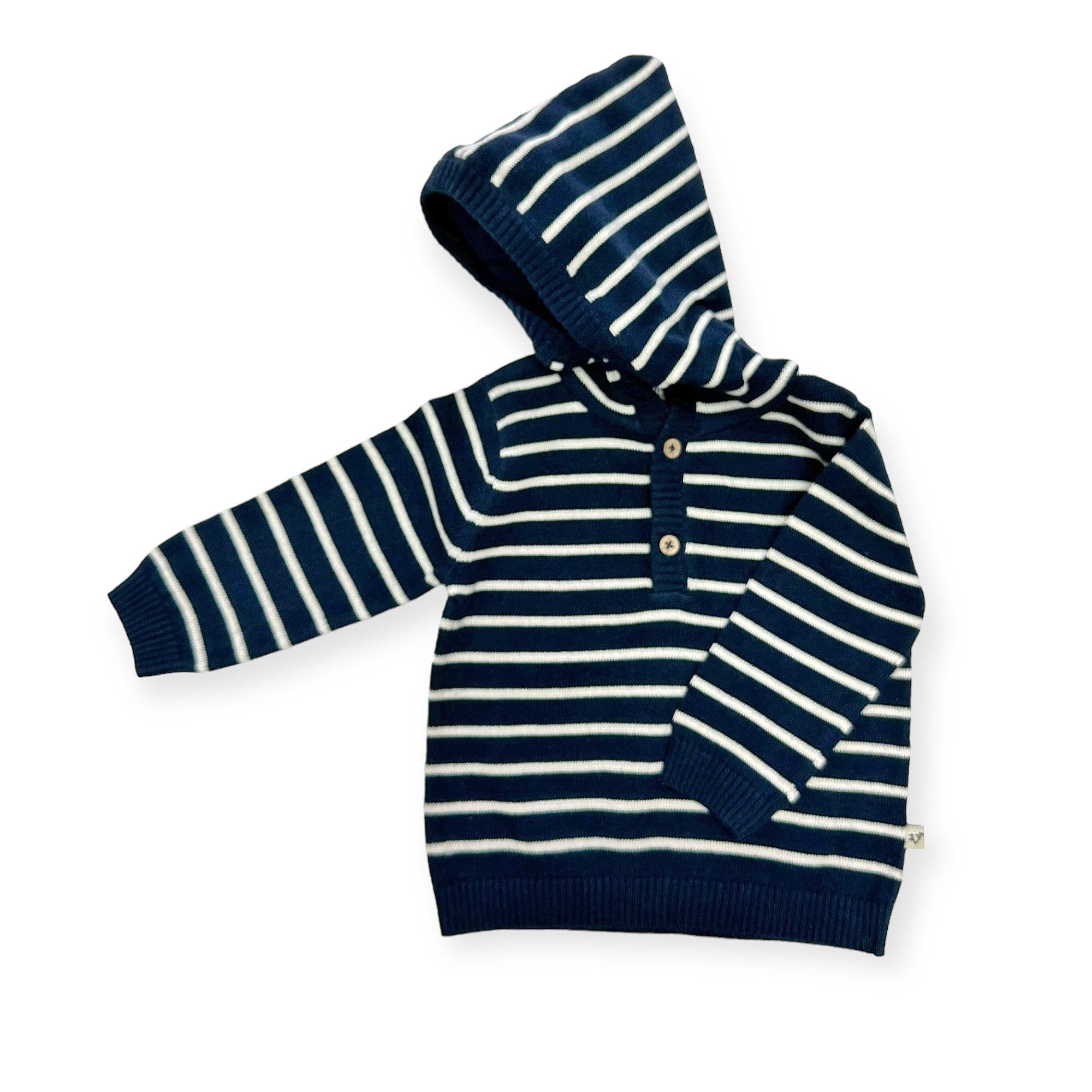 Stripe Hooded Sweater Knit Baby Pullover