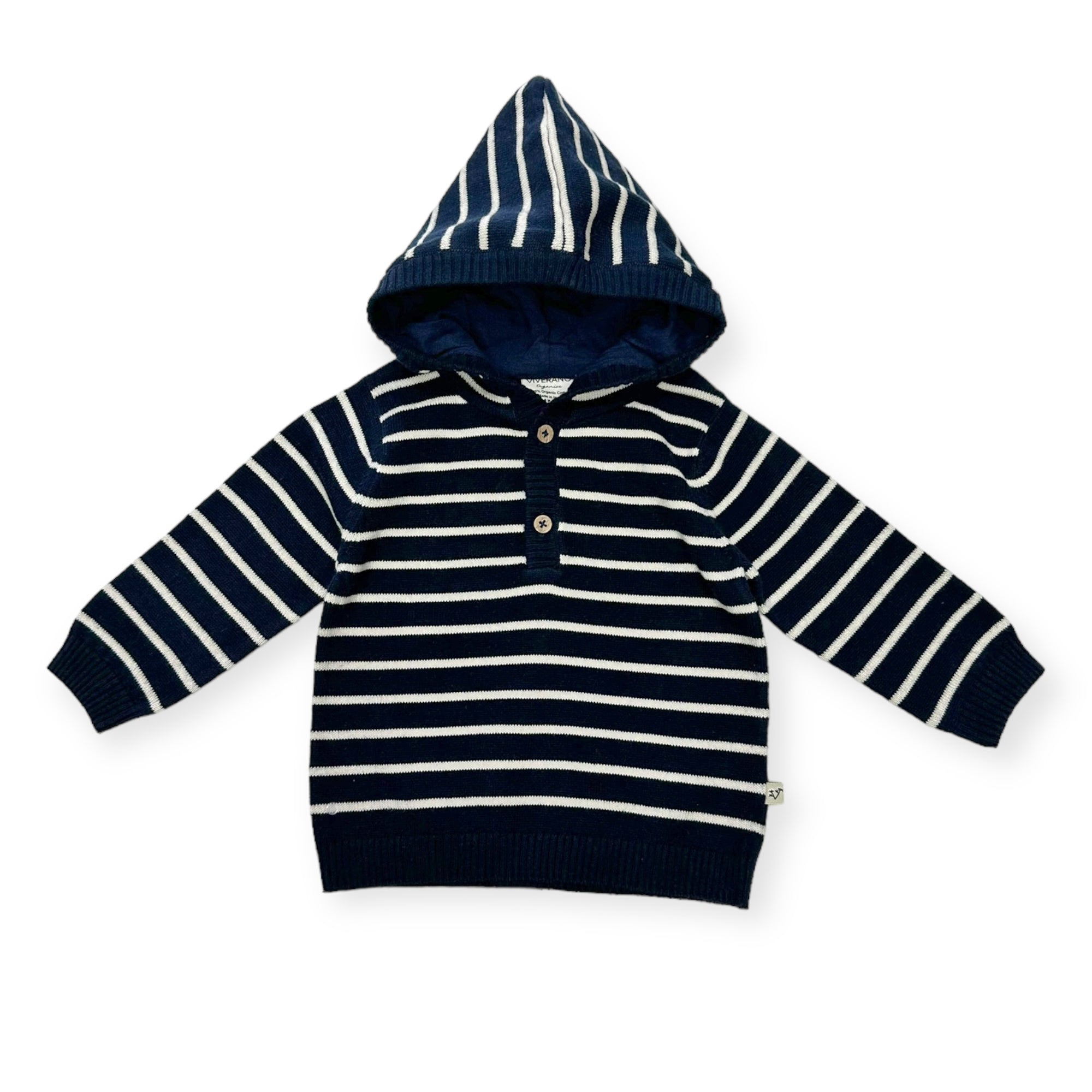 Stripe Hooded Sweater Knit Baby Pullover