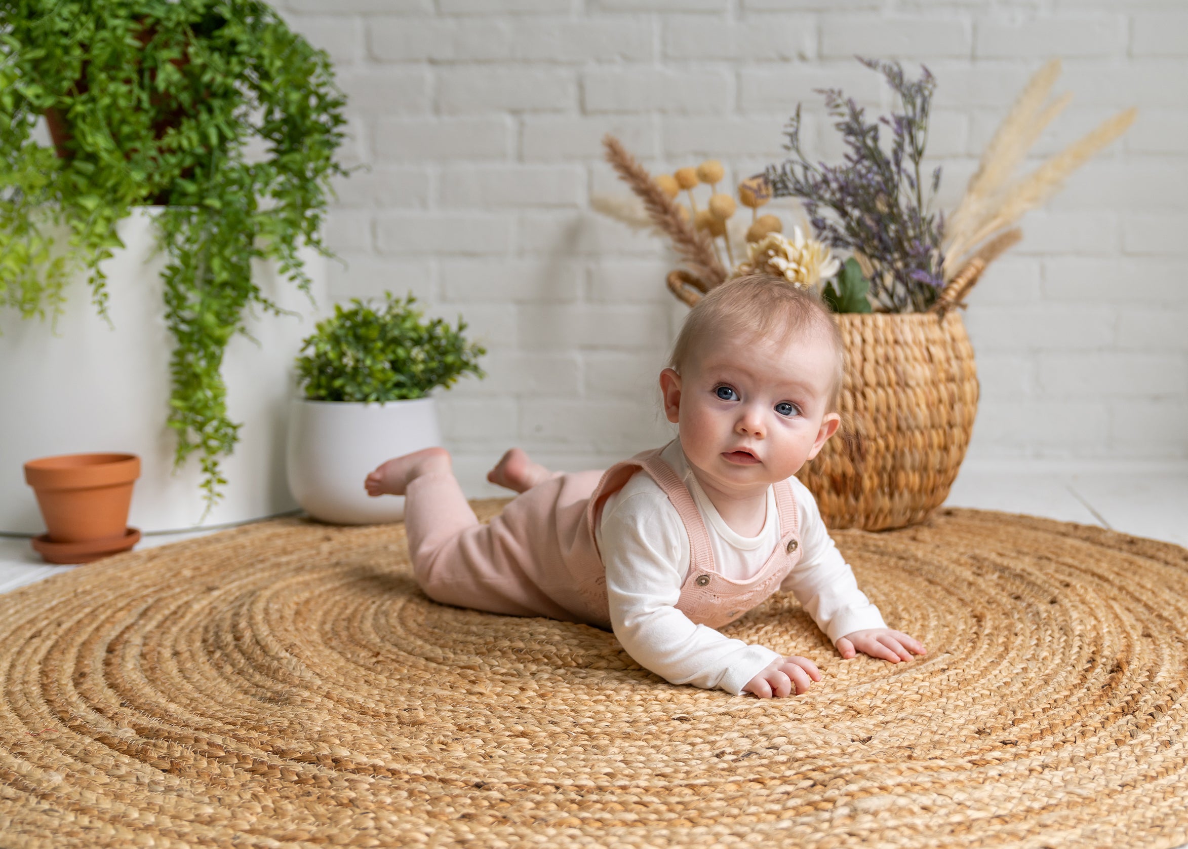 Floral Pointelle Knit Baby Overall Set (Organic Cotton)