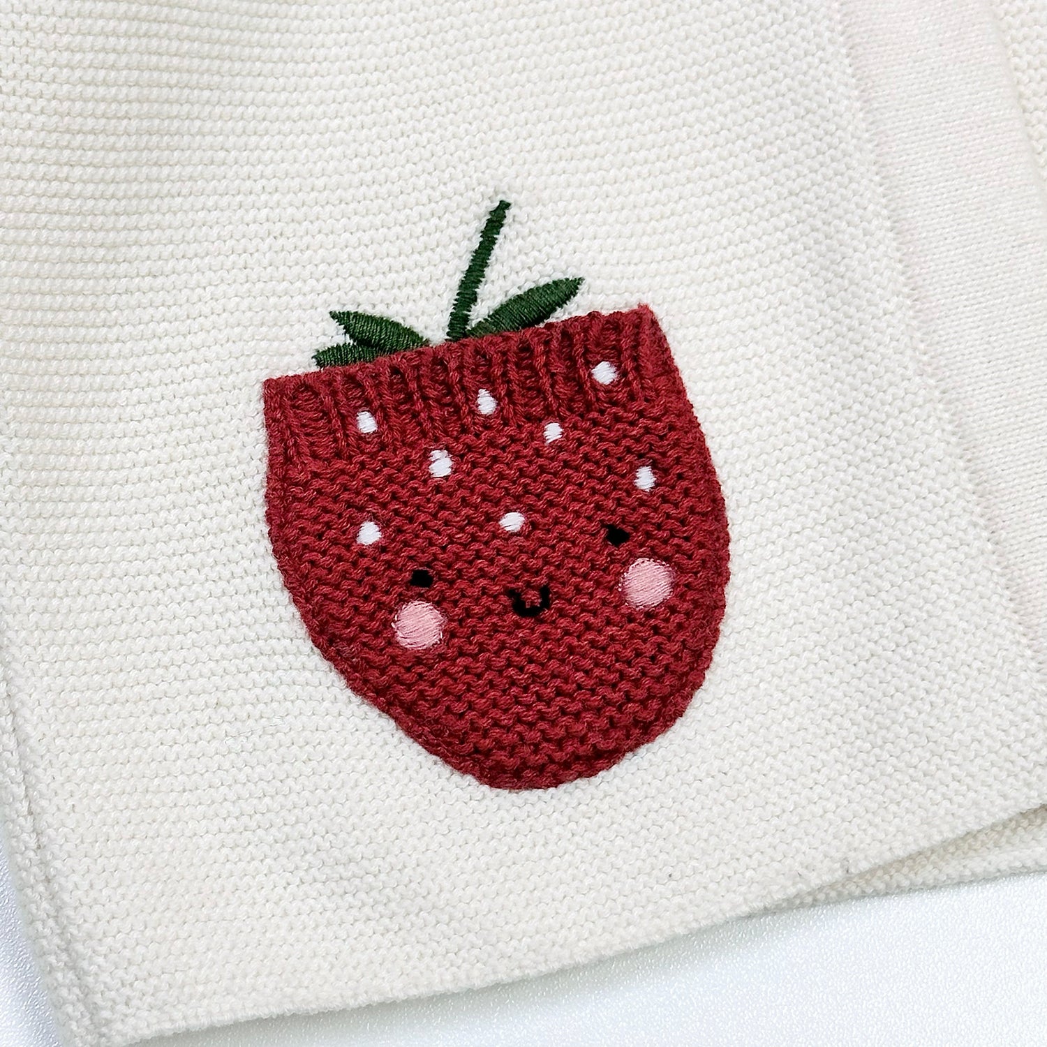 Strawberry Embroidered Pocket Baby Cardigan (Organic Cotton)