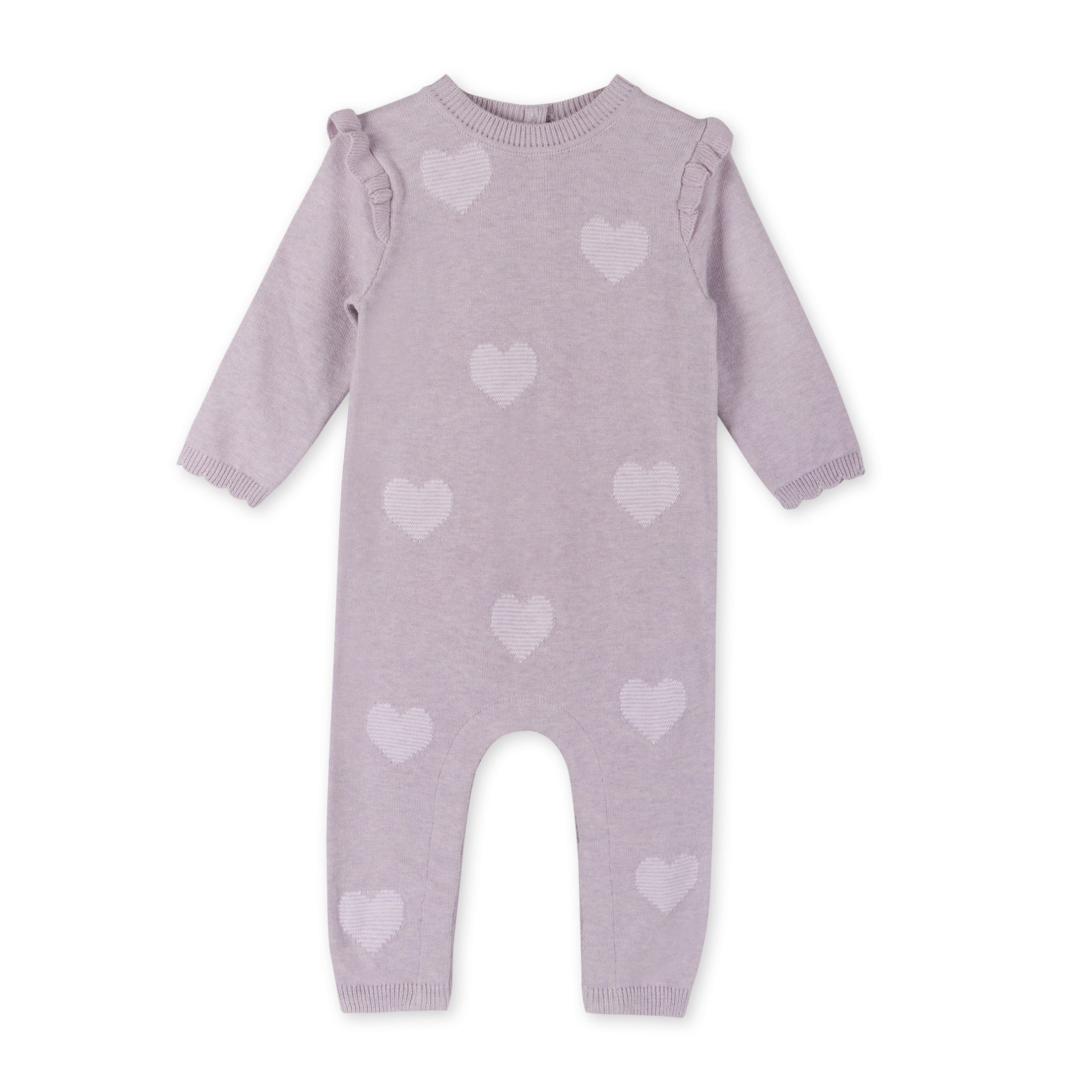 Hearts Jacquard Knit Baby Coverall Jumpsuit (Organic Cotton)