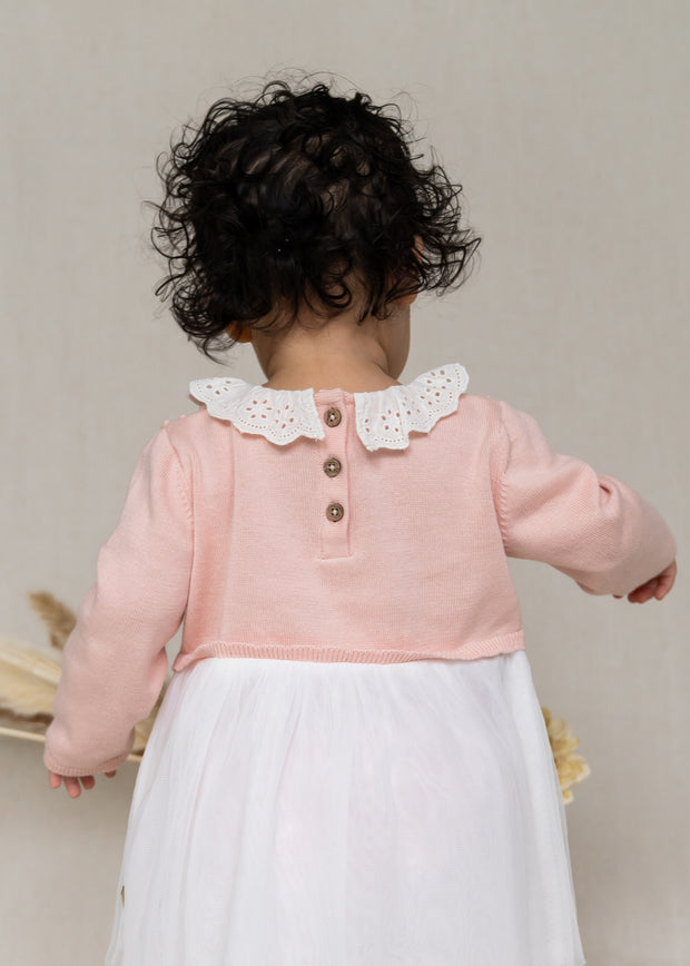 Floral Embroidered Knit Tutu Dress (Organic Cotton) - 2 Colors