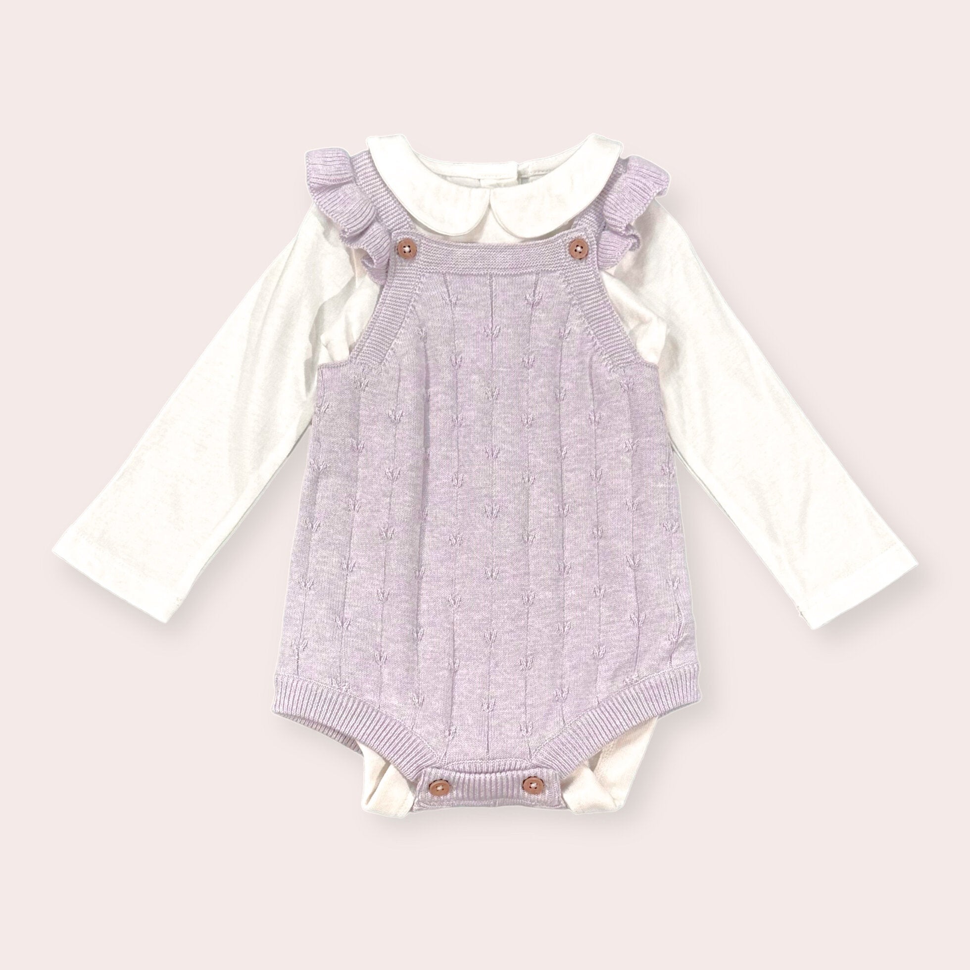 Sleeveless Ruffle Knit Baby Romper & Bodysuit SET (Organic Cotton)