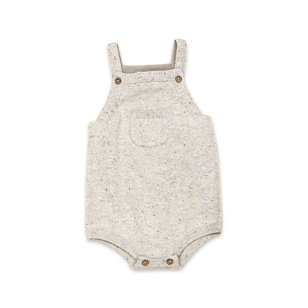 Speckled Sweater Knit Baby Overall Romper & Bodysuit Set (Organic Cotton)