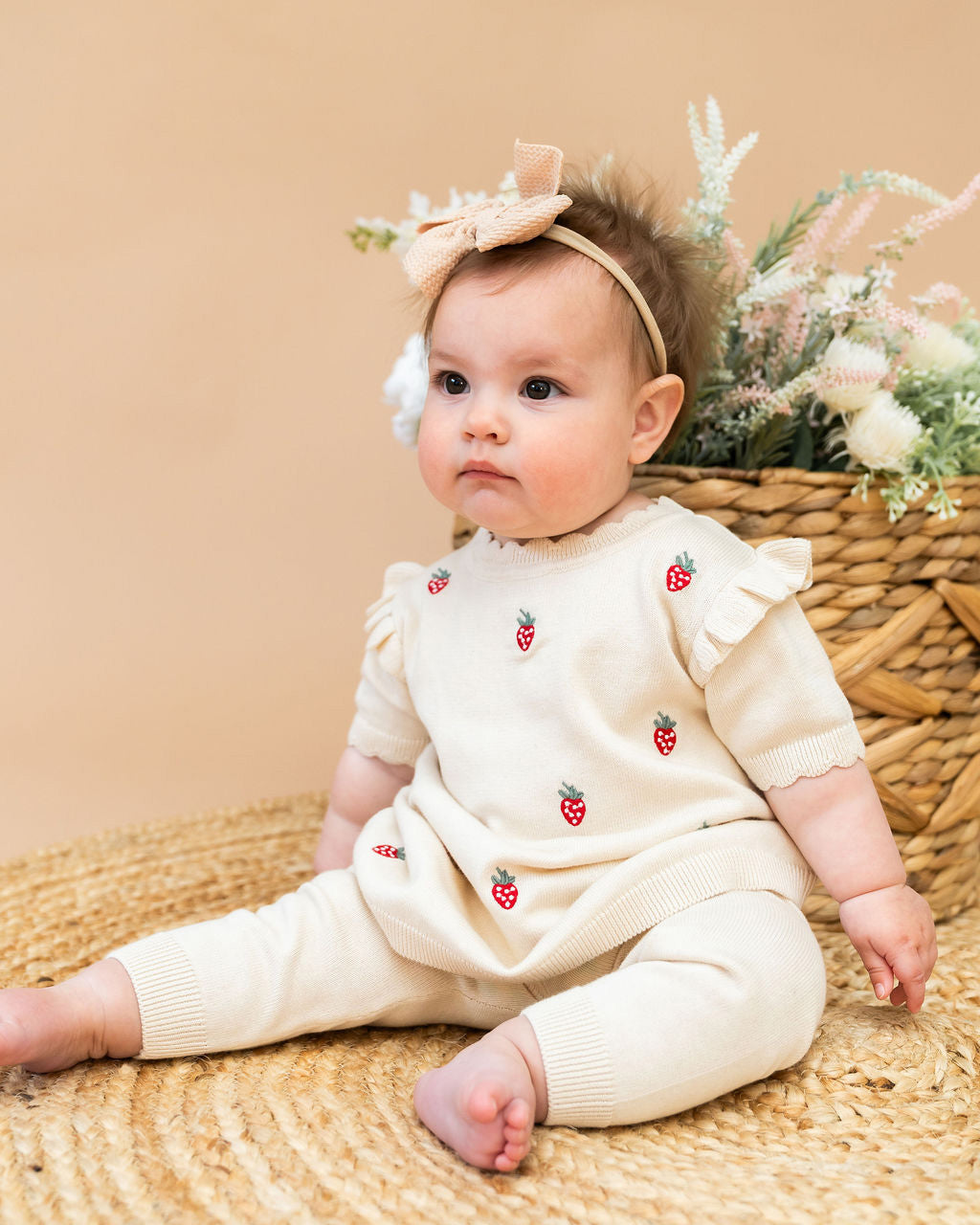 Strawberry Embroidered Sweater Knit Baby Dress (Organic Cotton)