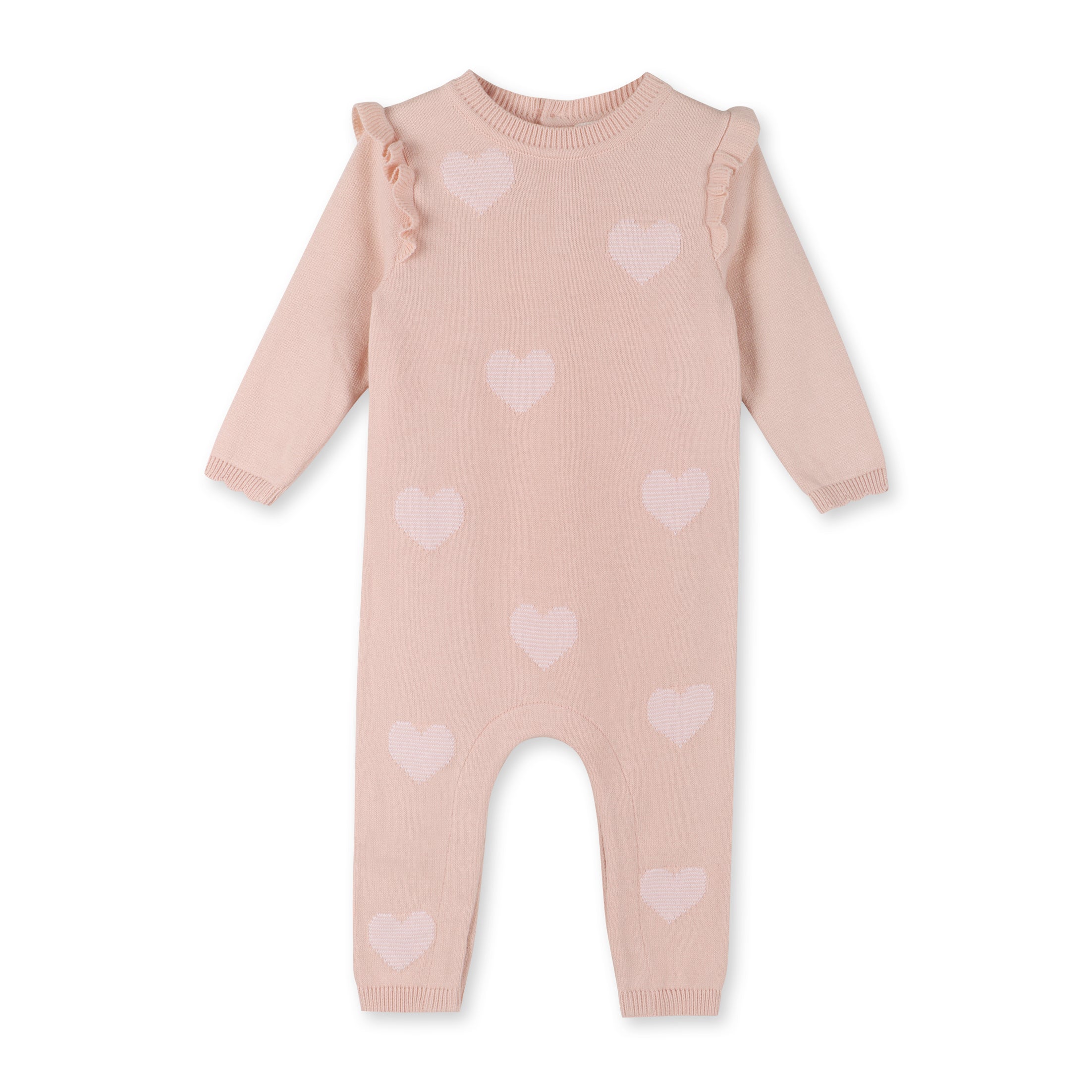 Hearts Jacquard Knit Baby Coverall Jumpsuit (Organic Cotton)