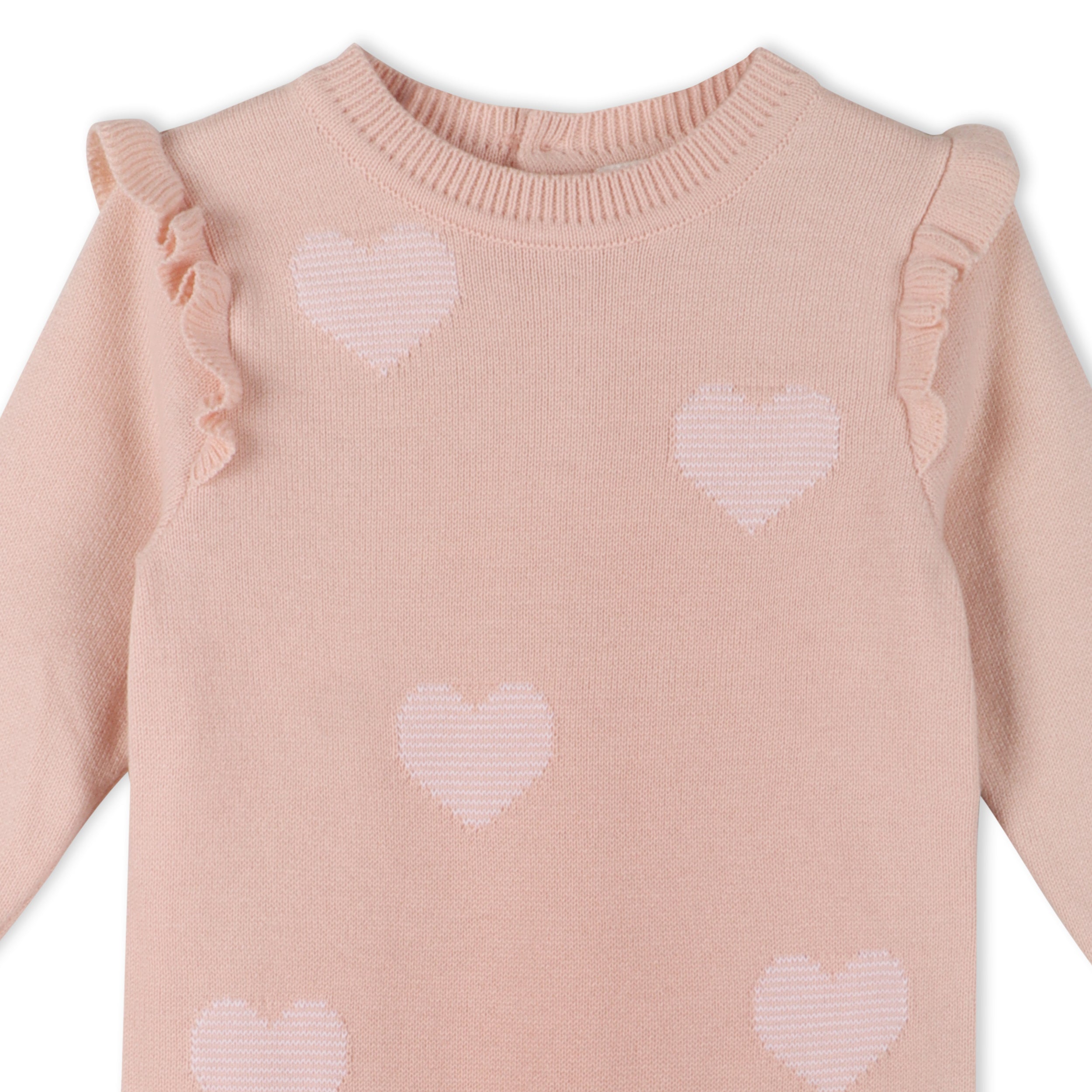 Hearts Jacquard Knit Baby Coverall Jumpsuit (Organic Cotton)