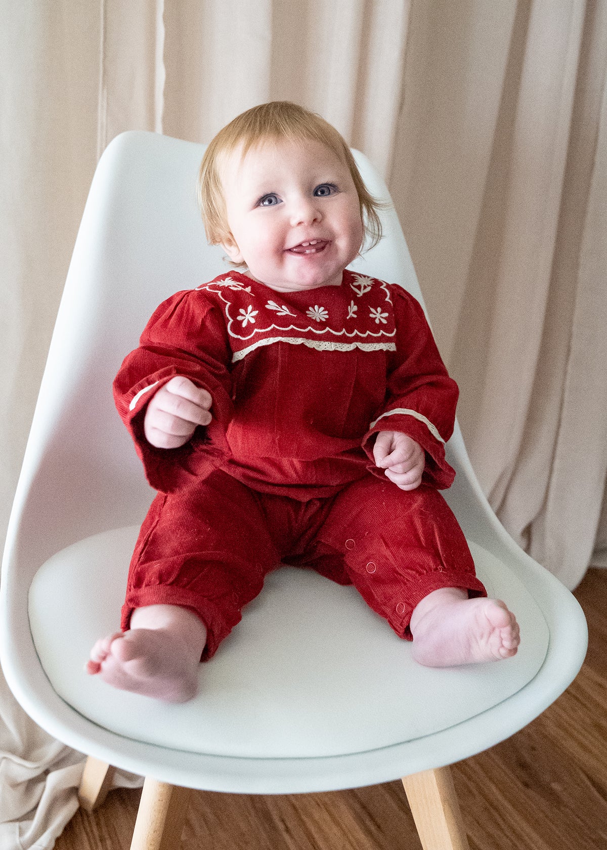 Embroidered Corduroy Baby Jumpsuit (Organic)