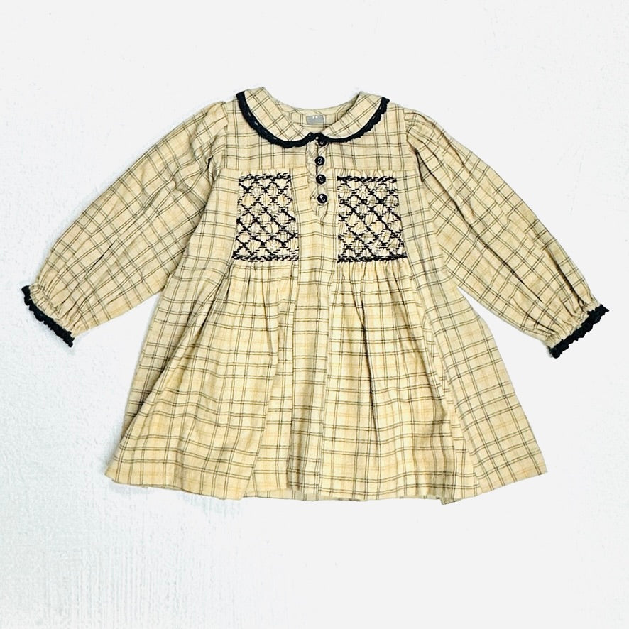 Hand Smocked Gingham Baby Dress (Organic Cotton)