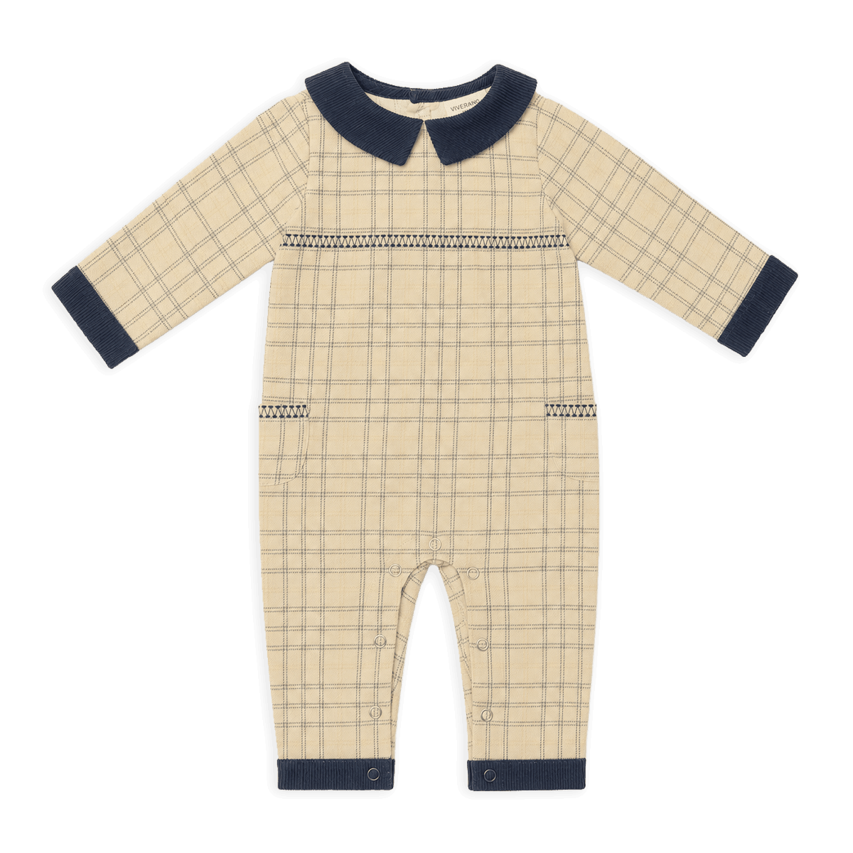 organic gingham + corduroy pocket baby jumpsuit