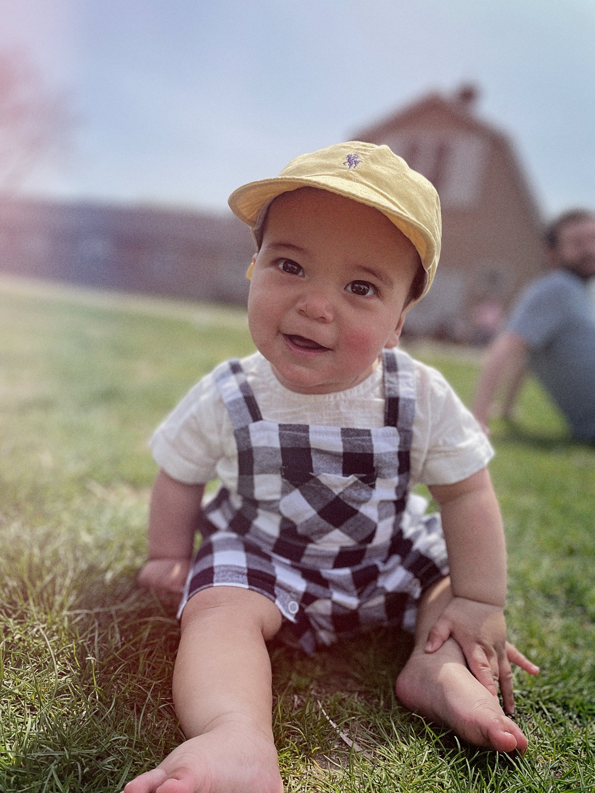 Raphael Navy Checker Gingham Romper + Shirt Set (Organic Cotton)