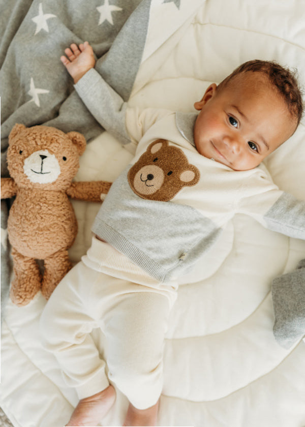 Peanut Lil Bear SHERPA Knit Stuffed Animal Soft Toy (Organic Cotton)