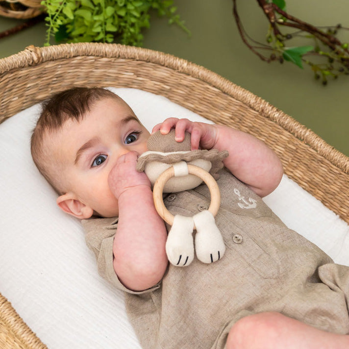 Lion - Baby Teething Ring Rattle Toy (Organic)