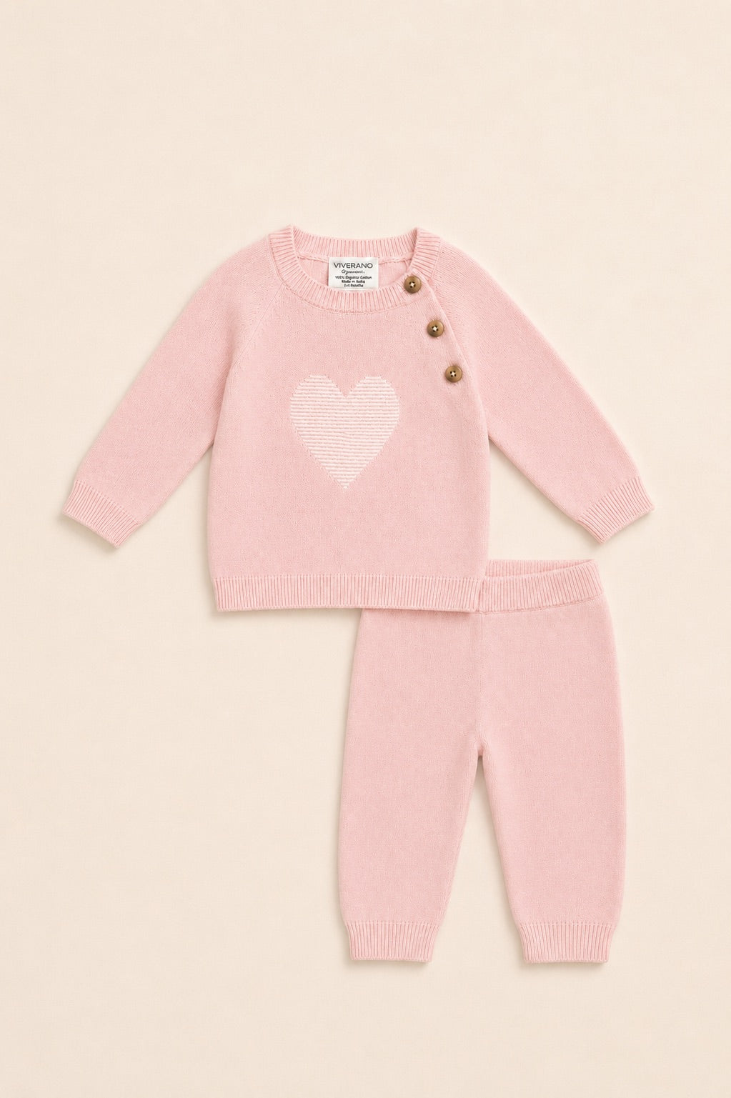 Hearts Sweater Knit Baby Top and Pants, Organic Cotton