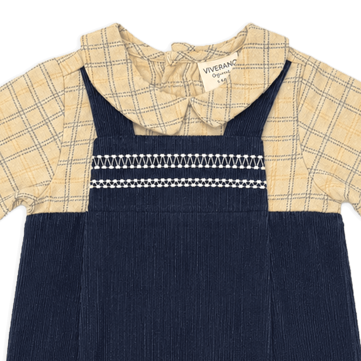 Organic Embroidered Corduroy Baby Coverall Jumpsuit, Detail