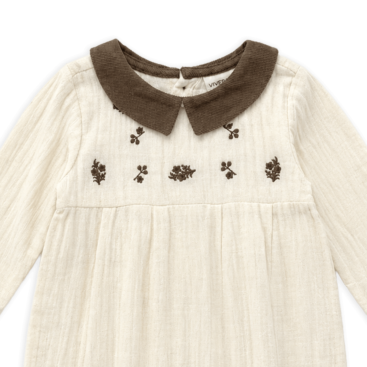Organic Embroidered Crinkle Muslin Baby Jumpsuit