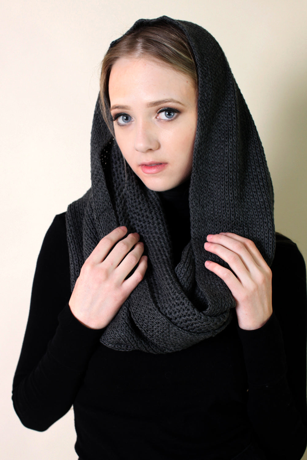 Viverano Organic Cotton Sof Infinity Knit Scarf (Charcoal)
